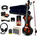 Pyle 4/4 Silent Electric Violin with Amplifier Kit, Solid Wood Fiddle with 10W Amp and Complete Accessories, Full Size Orchestral String Instrument For Beginner & Professional Use