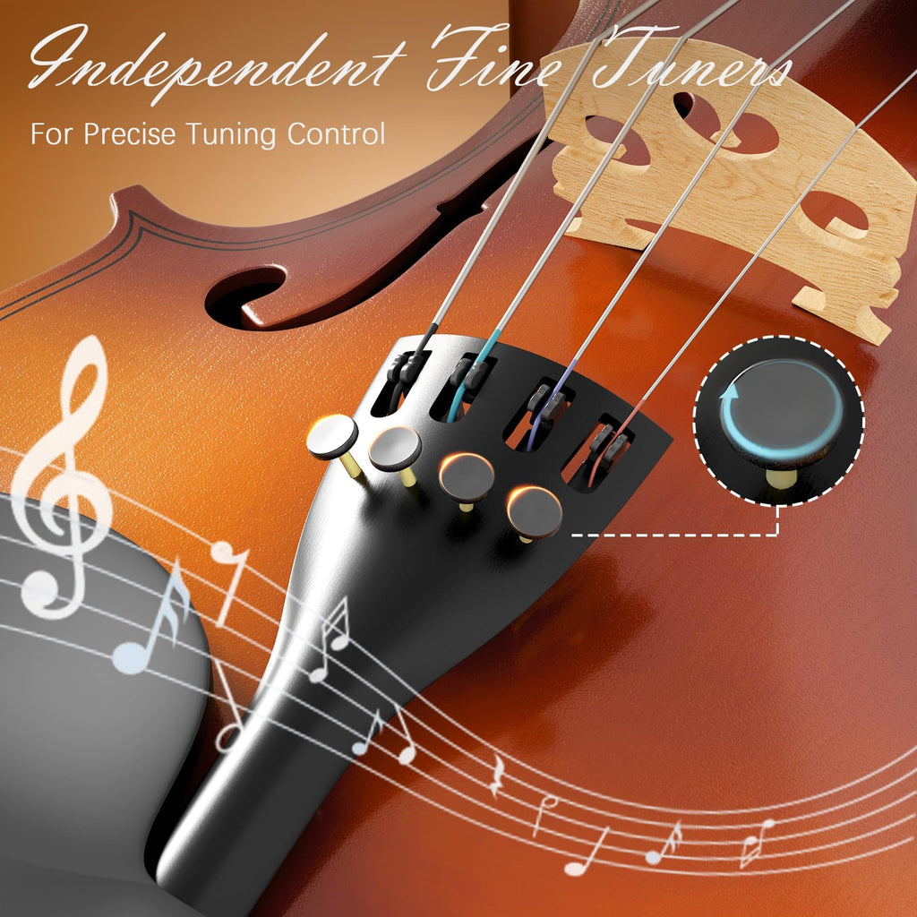 4/4 Full Size Beginner Violin, Acoustic Fiddle Set for Adults, Teens, and Students (Age 12+), with Case, Bow, Bridge, and Rosin (Pink)