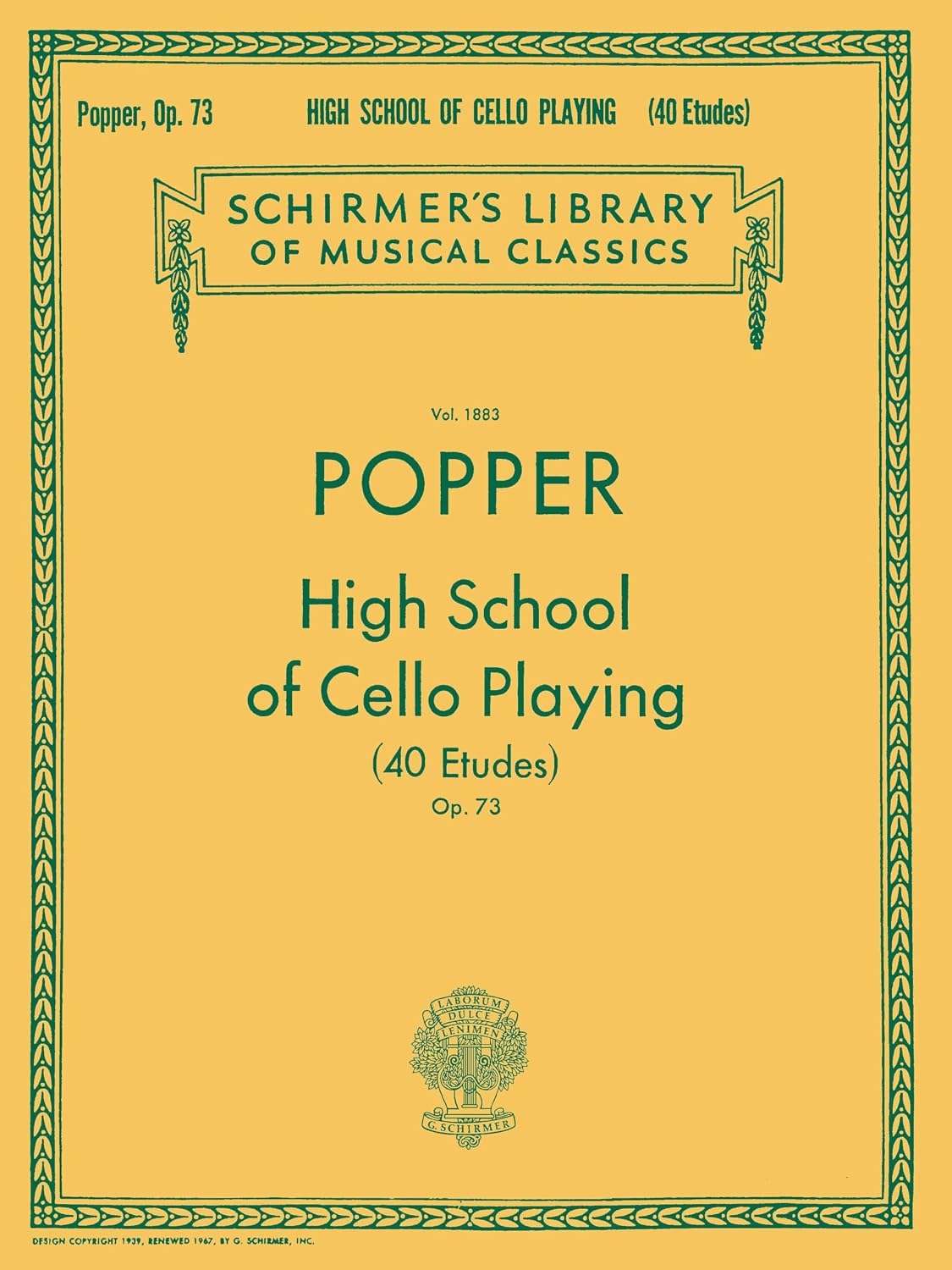 David Popper - High School of Cello Playing, Op. 73 | Schirmer Library of Classics Vol. 1883 | Cello Technique and Etudes | Classical Sheet Music and Songbook
