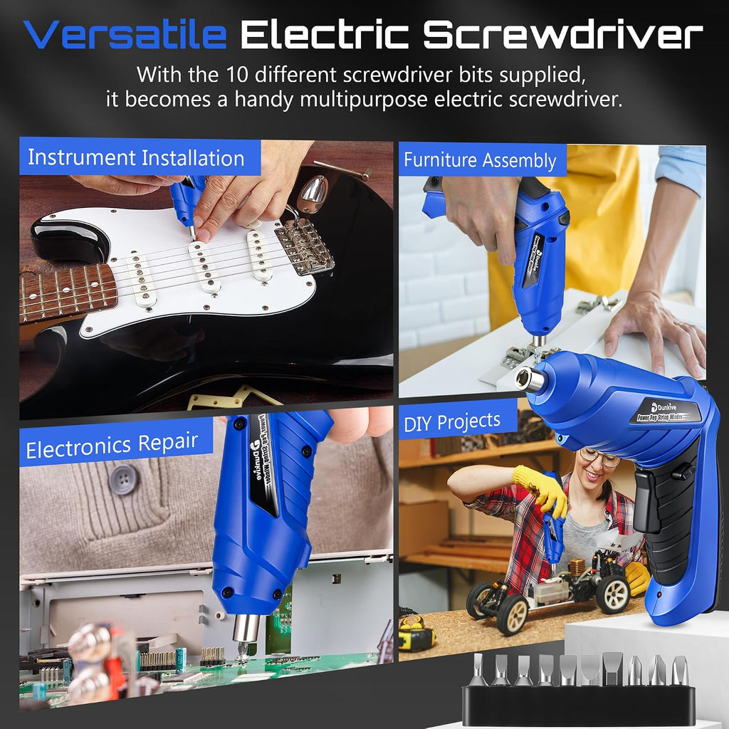 Guitar Tool Set, Rechargeable 200RPM Electric String Winder with LED, String Cutter, Action Gauge Ruler, Bridge Pin Puller, 10 Screwdriver Bits, 6 Guitar Picks & Cleaning Cloth