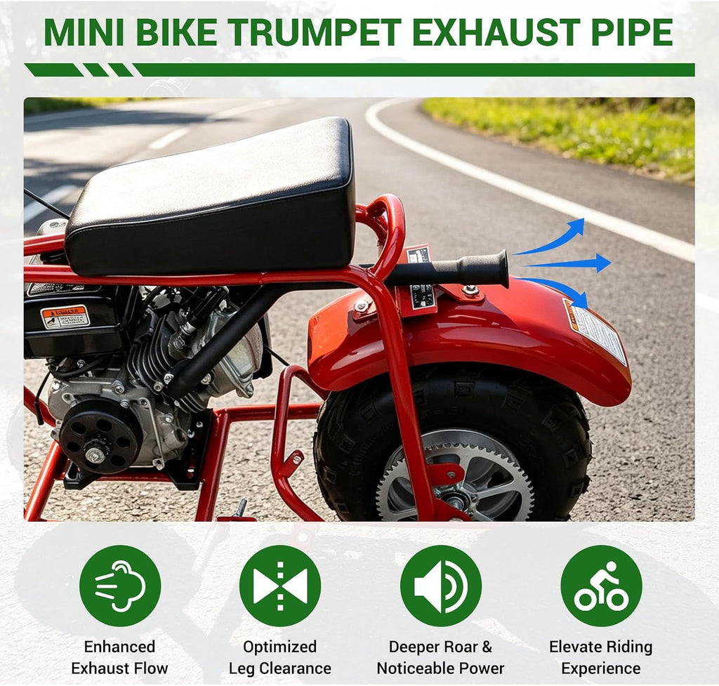 Trumpet Exhaust for Predator 212 224 Non Hemi Engine, Central Long Mini Bike Exhaust Header Pipe Compatible with GX160 GX200 6.5HP 196cc Coleman CT100U Baja DB30 KT196 Trailmaster Go Kart Parts