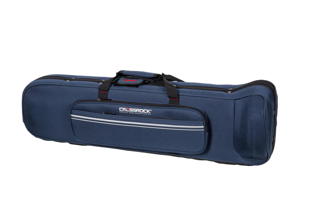 Crossrock Tenor Trombone Flight Case — Fits Bb Tenor with F-Attachment | Shockproof Design, Security Lock, Plush Interior, Single Shoulder Strap & Accessory Compartment (CRA980TBBK)
