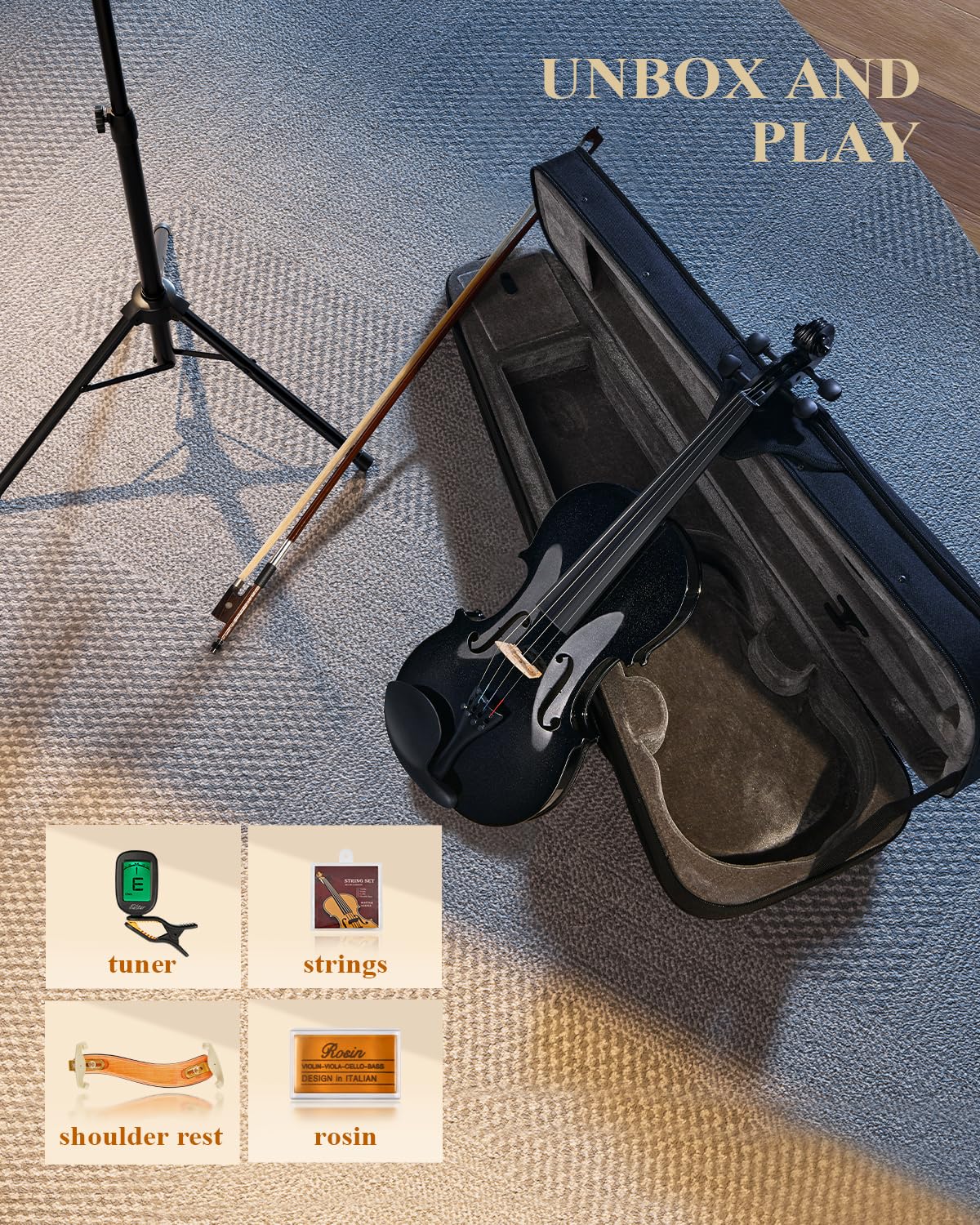 Eastar 3/4 Violin for Beginners, Violins Kit for Student, Fiddle with Hard Case, Rosin, Shoulder Rest, Bow, and Extra Strings (Imprinted Finger Guide on Fingerboard)