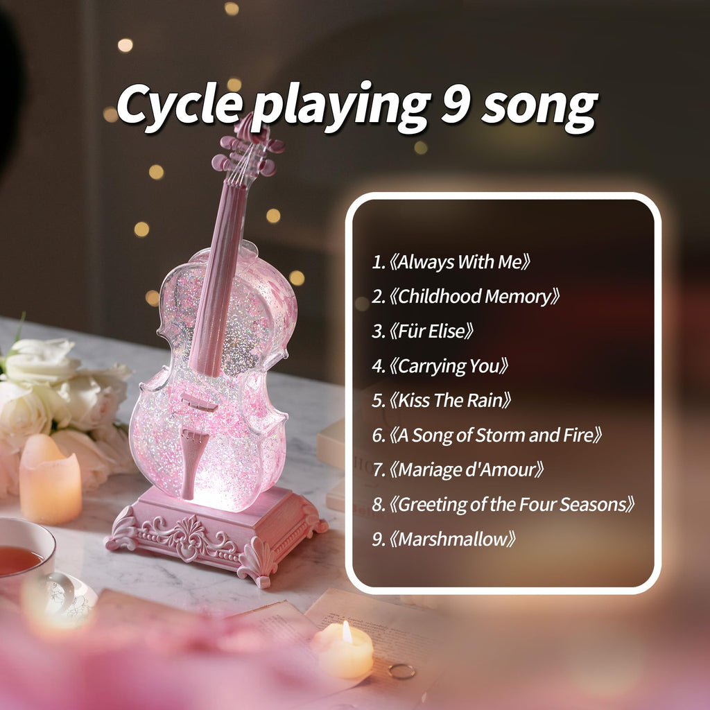 Violin Snow Globe Music Box Gifts for Kids Friends Little Girls Women Granddaughter Sister Violinists Birthday Valentine's Day Weddings Anniversaries Decor Christmas Decorations (Unicorn)