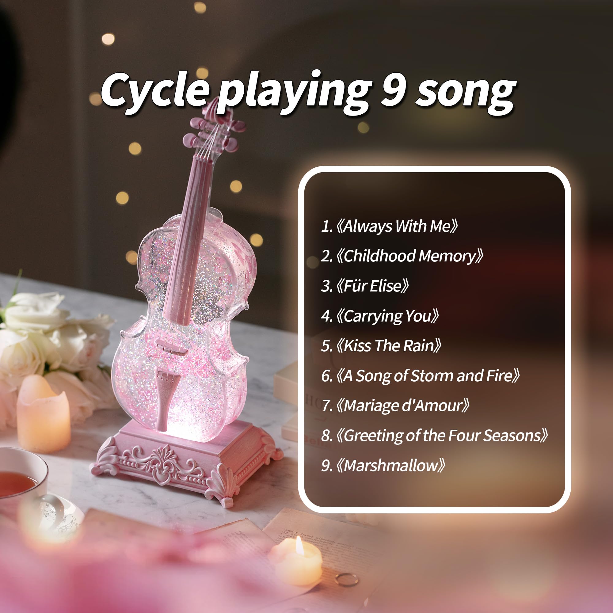 Violin Snow Globe Music Box Gifts for Kids Friends Little Girls Women Granddaughter Sister Violinists Birthday Valentine's Day Weddings Anniversaries Decor Christmas Decorations (Unicorn)