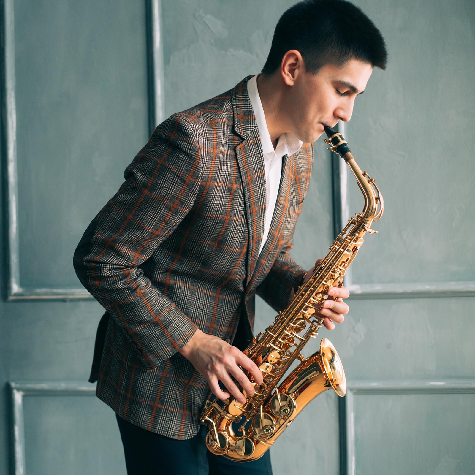 E Flat Alto Saxophone, Brass Alto Saxophones Instrument with Carry Case, Mouthpiece, Cleaning Brush & Cloth, Strap Accessories For Beginner Professional