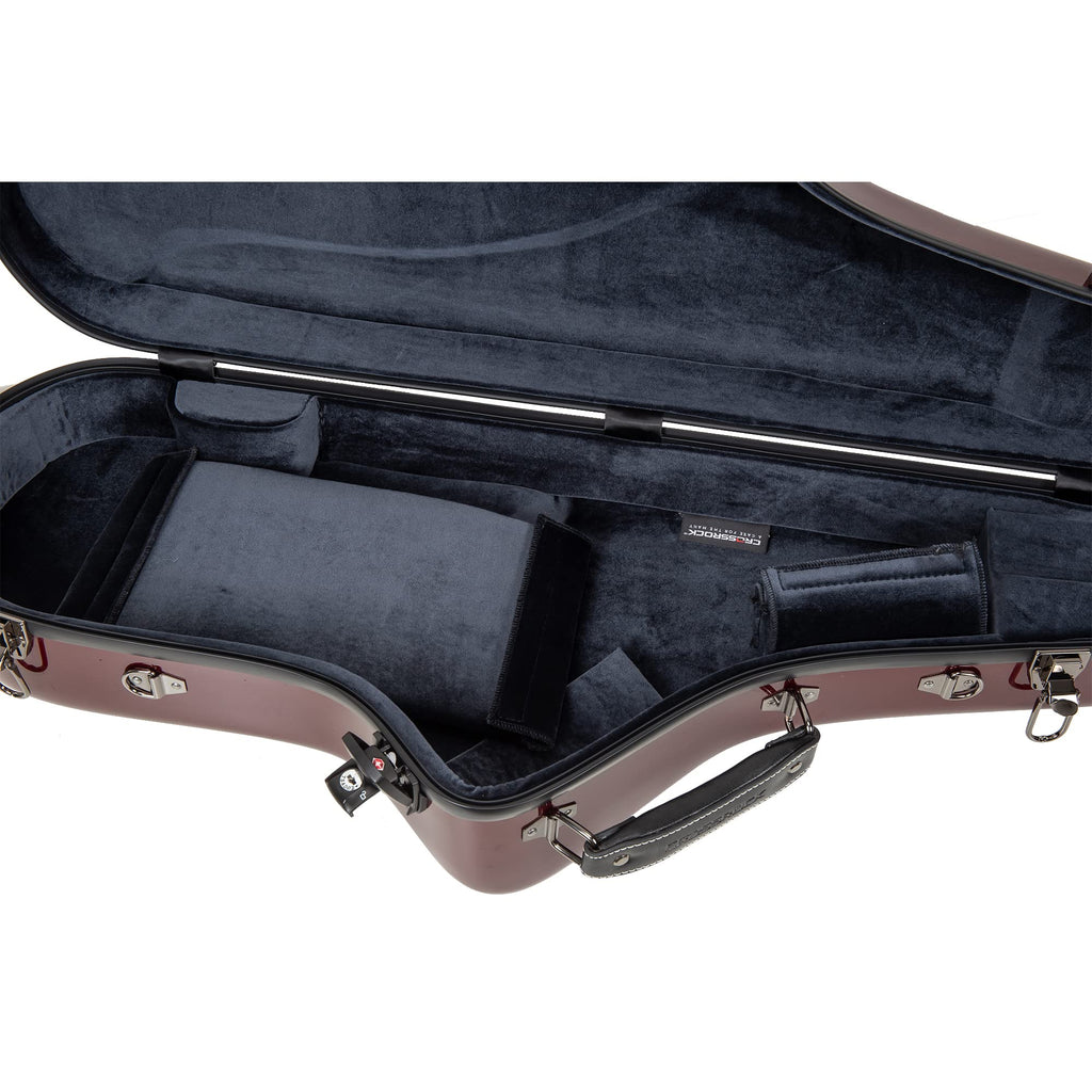 Crossrock Pro-Grade Straight Soprano Saxophone Case | Crimson Red Gloss, TSA Lock, Elite Protection, Detachable Backpack Straps, Accessory Pocket for Professional Musicians