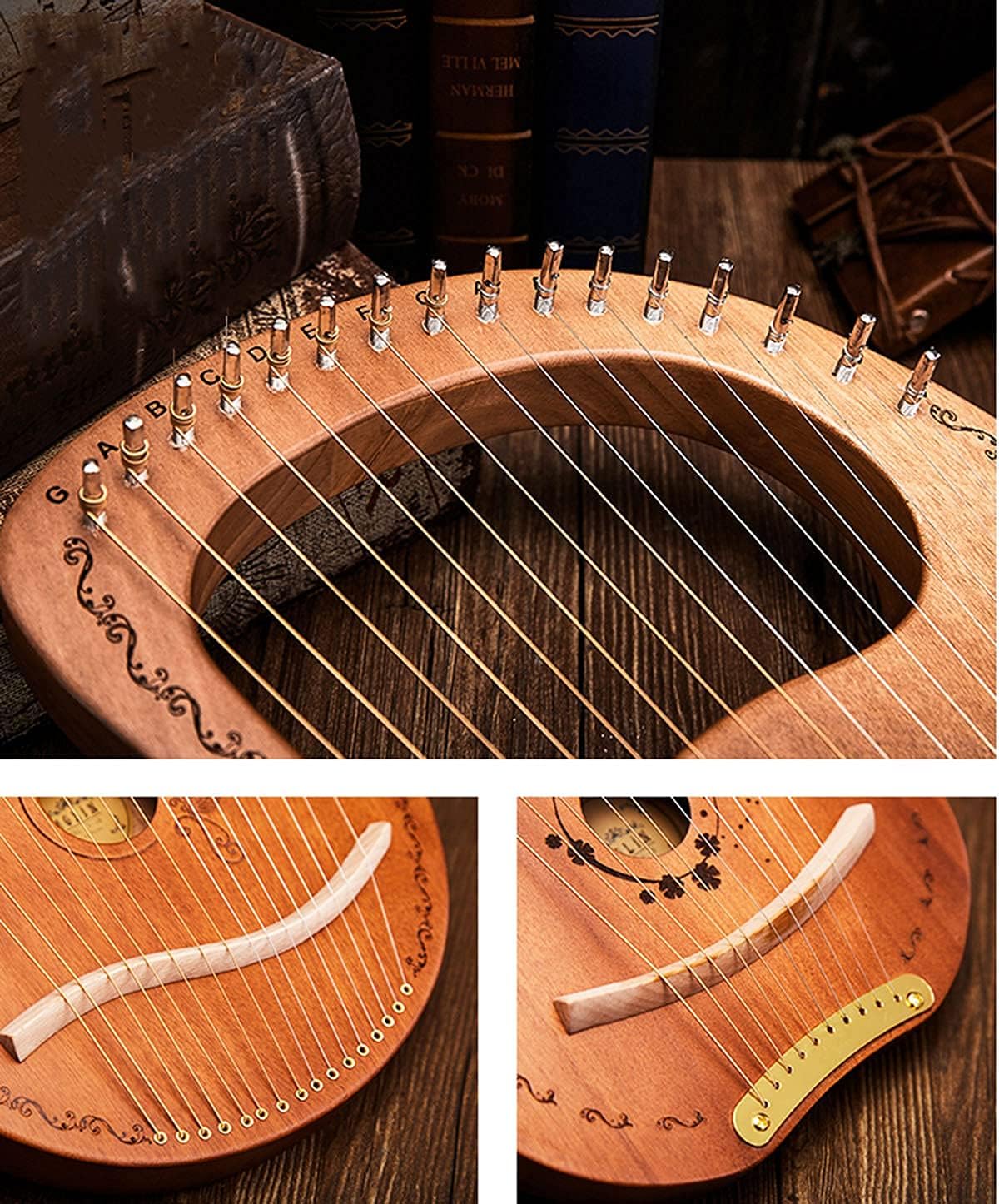 Harp 24 Strings, Portable String Instrument with Carry Bag and Tuning Wrench for Music,Kids,Adults,Beginners,Professional