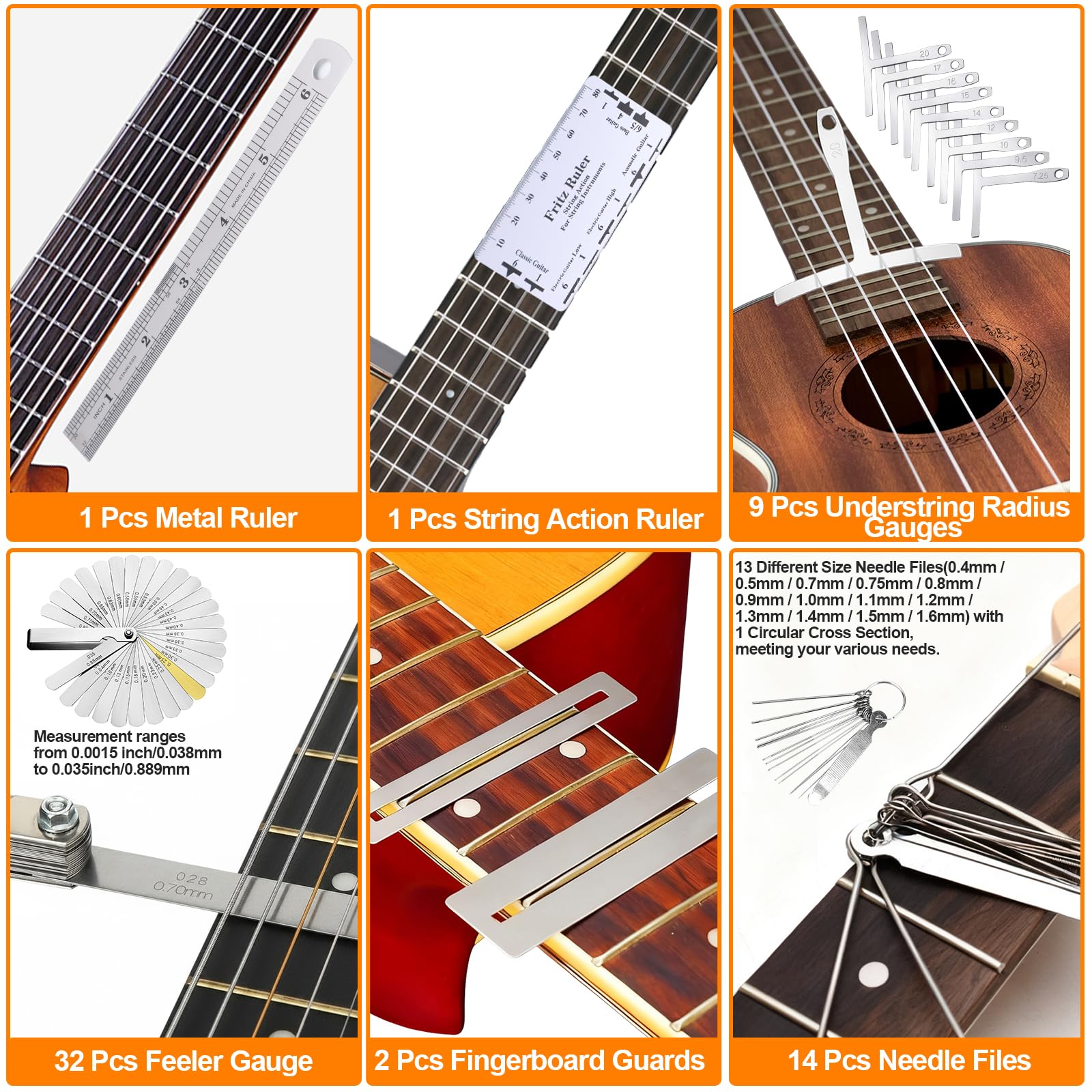 Guitar Tool Kit, 119 Pcs Professional Guitar Repair Kit, Guitar Maintenance Kit with Guitar Tools Accessories and Carry Bag, Guitar Setup Kit for Electric Guitar Acoustic Guitar Ukulele Banjo Bass