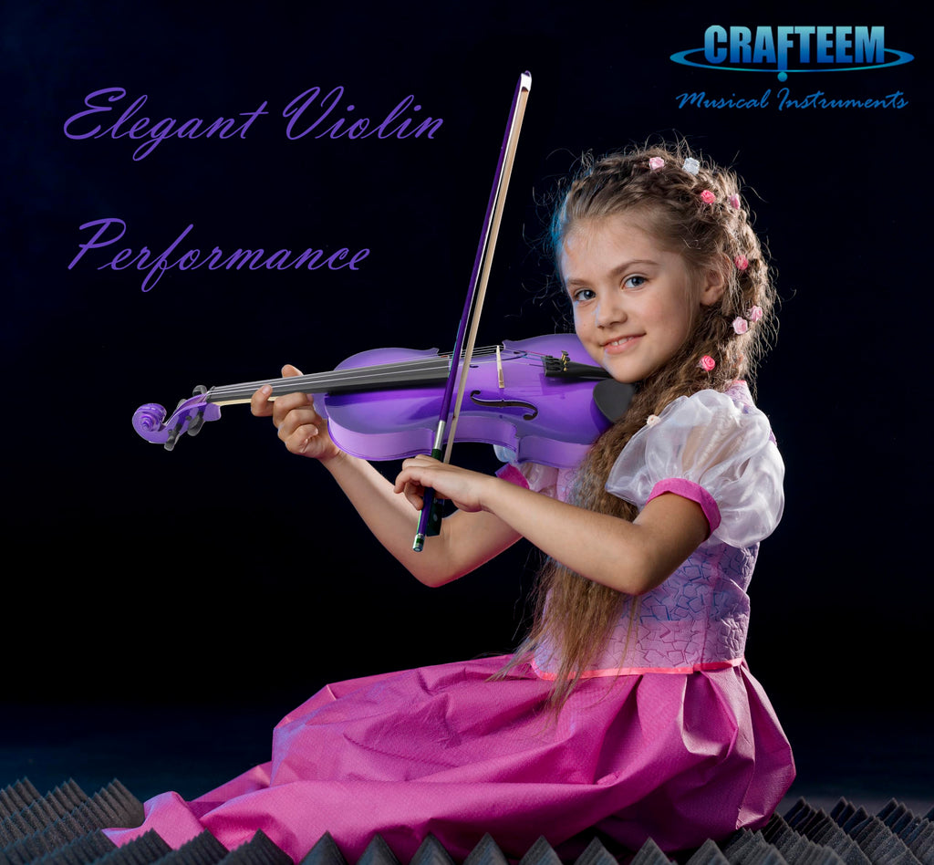 Crafteem Spruce and Maple Solid Wood Violin Outfit for Beginner Kids & Adults -Craft Your Perfect Sound and Begin Your Musical Journey with Confidence. (Glossy Antique, 1/2)