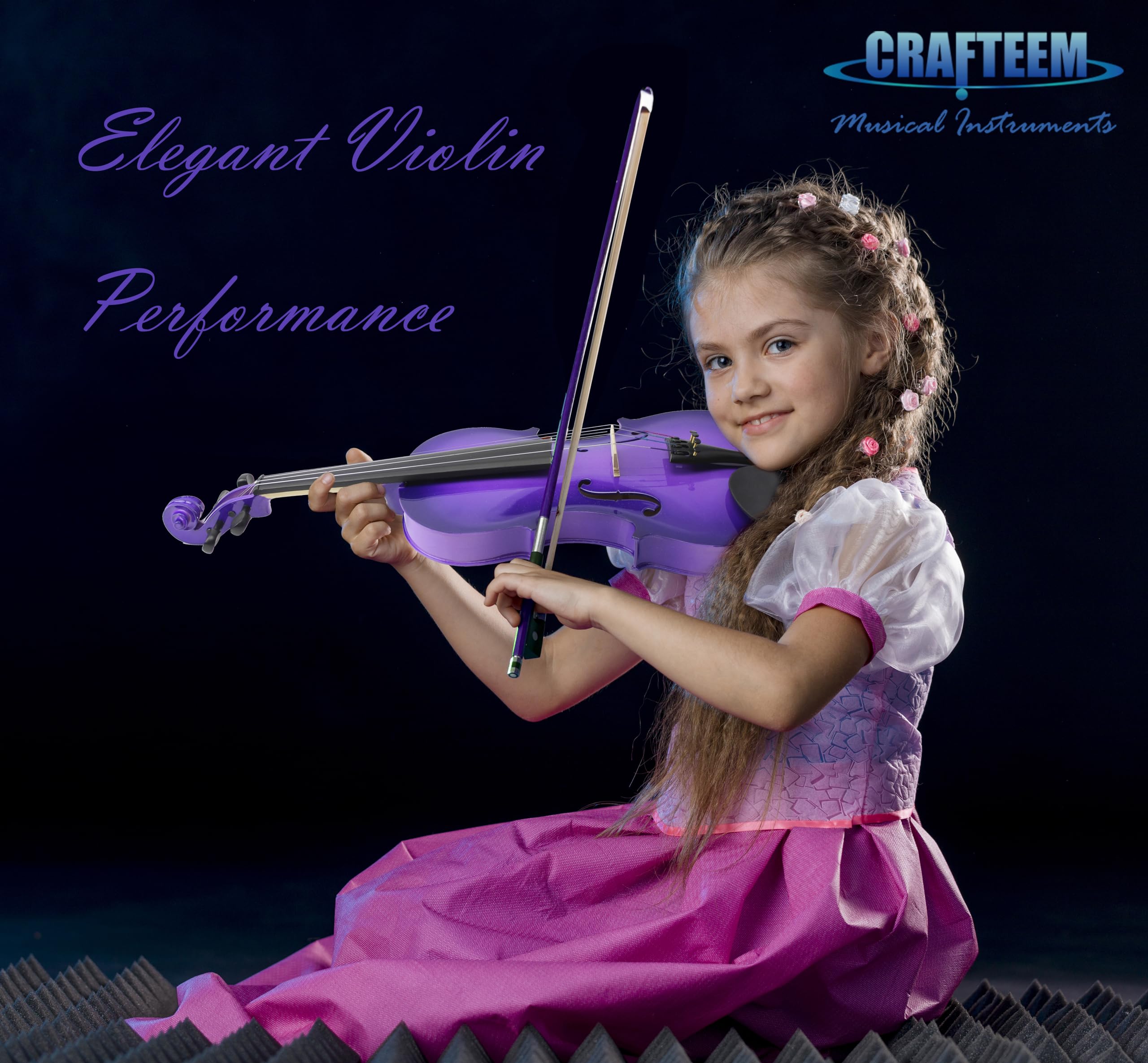 Crafteem Spruce and Maple Solid Wood Violin Outfit for Beginner Kids & Adults -Craft Your Perfect Sound and Begin Your Musical Journey with Confidence. (Glossy Antique, 1/2)