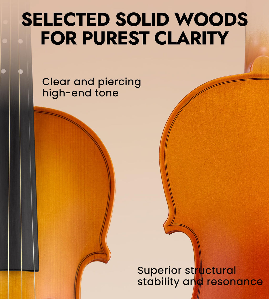Tostar Acoustic Violin Full Size 4/4 Violin Set Starter Kit with Carrying Case, Violin Bow, Bridge, Rosin, Shoulder Rest, Stickers, Instruction Extra Strings for Beginner Retro Matte