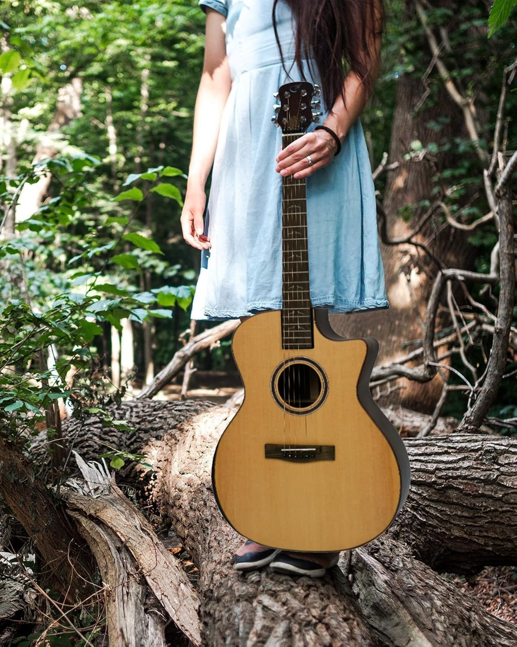 Journey Instruments Solid Sitka Acoustic Collapsible Travel Guitar PJ410N | Traveling Acoustic Guitar with Collapsible Patented System, Portable Backpack Case (African Mahogany)