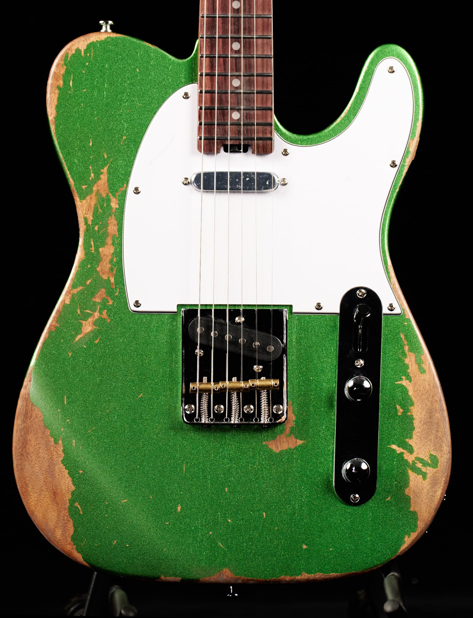 KGD Relic electric guitar mahogany body carbonized maple neck rosewood fretboard 6-string solidbody electric guitar S-S pickupsbrass barrel saddle bridge (Grass Green)