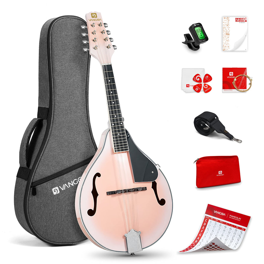 Vangoa Mandolin Musical Instrument A Style Acoustic Electric, 8 Strings Mahogany for Beginner Adults Teens, Red Burst