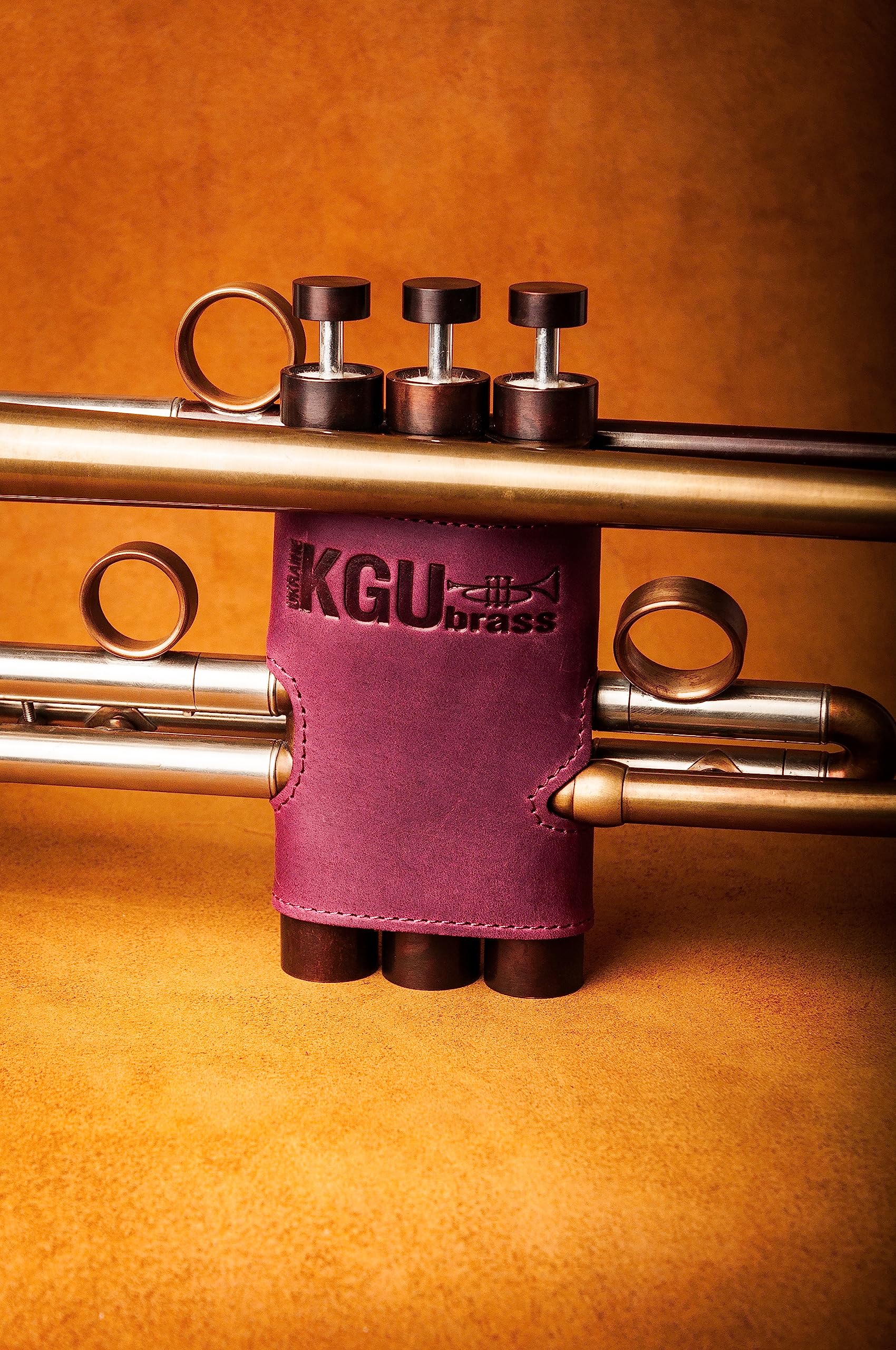 Trumpet valve guard by KGUBrass is the leather trumpet valve protector made of luxurious mild and thick material; use as protection from corrosion, scratches and stains (Marsala)