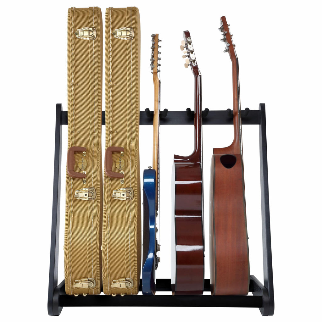 Nefelibata Multi-Purpose Guitar Stands 5 Wooden Guitar Rack Floor Stand for Guitars and Cases, Electric Guitars, Acoustic Guitars, Bass Guitars, Cellos - German Ash (Yellowish Brown)