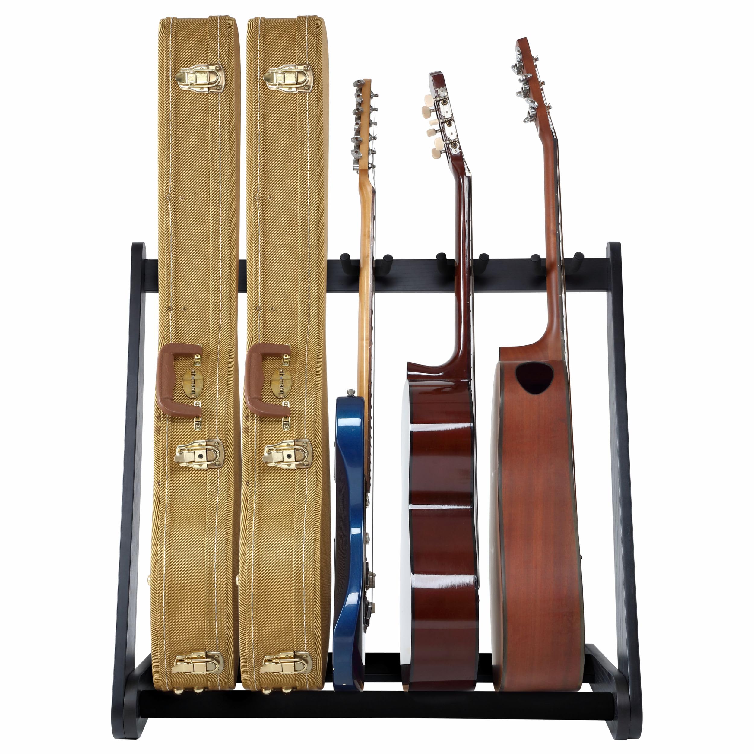 Nefelibata Multi-Purpose Guitar Stands 5 Wooden Guitar Rack Floor Stand for Guitars and Cases, Electric Guitars, Acoustic Guitars, Bass Guitars, Cellos - German Ash (Yellowish Brown)