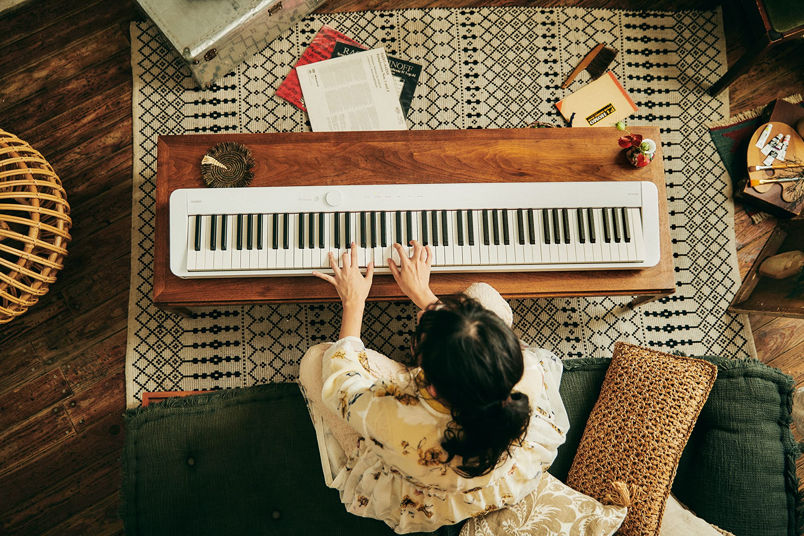 Casio Privia PX-S1100 – 88-Key Touch-Responsive Weighted Digital Piano | Ultra-Portable | Superior Sound | German Grand Tone, Bluetooth, Casio Music Space App | Mellow Beige