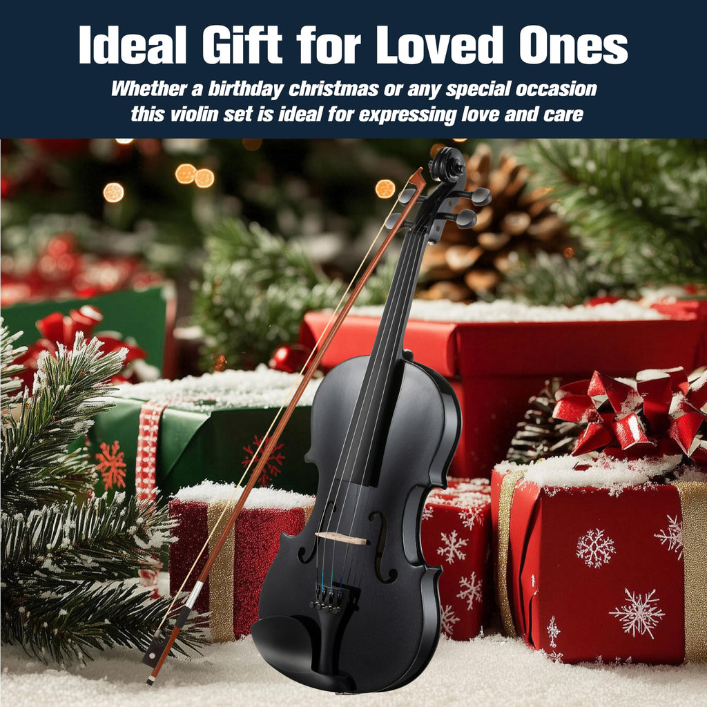 Mendini By Cecilio Violin 4/4 Full Size For Beginners - Fiddle Solidwood Kit with Hard Case - Acoustic Violins with Bow, Rosin, Tuner, Extra Strings & Bridge, Shoulder Rest and Lesson Book (Varnish)