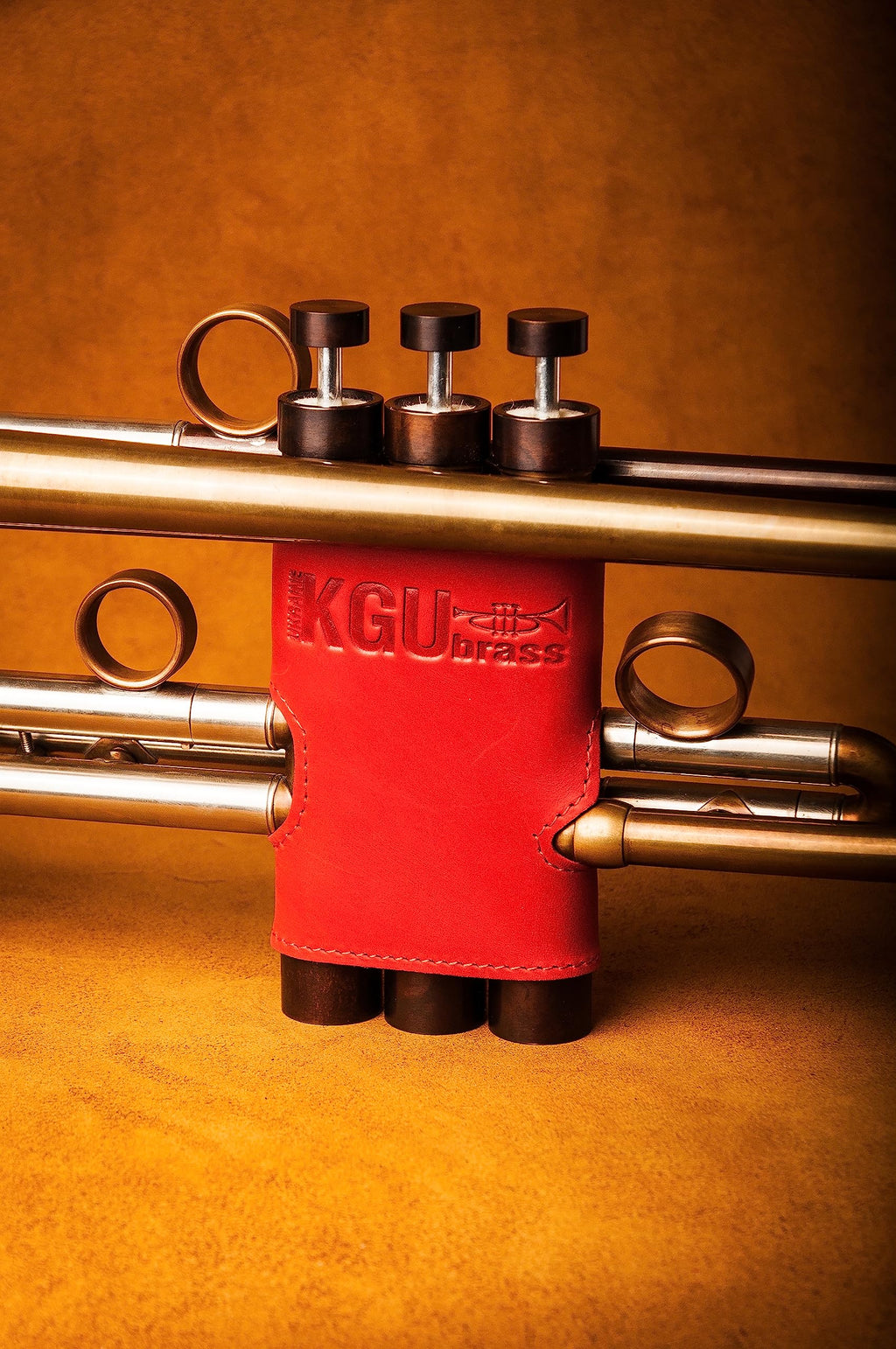 Trumpet valve guard by KGUBrass is the leather trumpet valve protector made of luxurious mild and thick material; use as protection from corrosion, scratches and stains (Marsala)