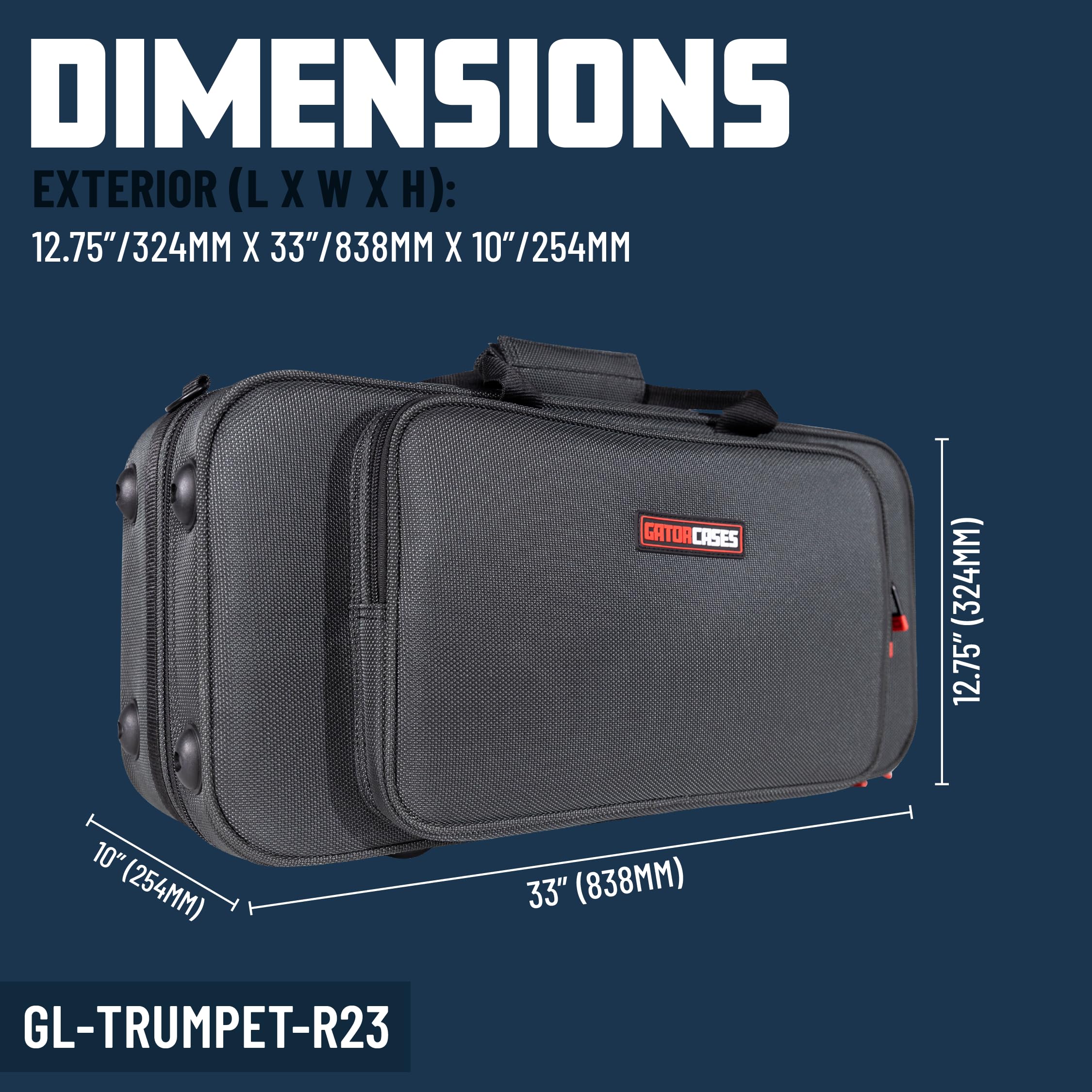 Gator Cases Adagio Series Shaped EPS Polyfoam Lightweight Case for Bb Trumpet; (GL-TRUMPET-S23)