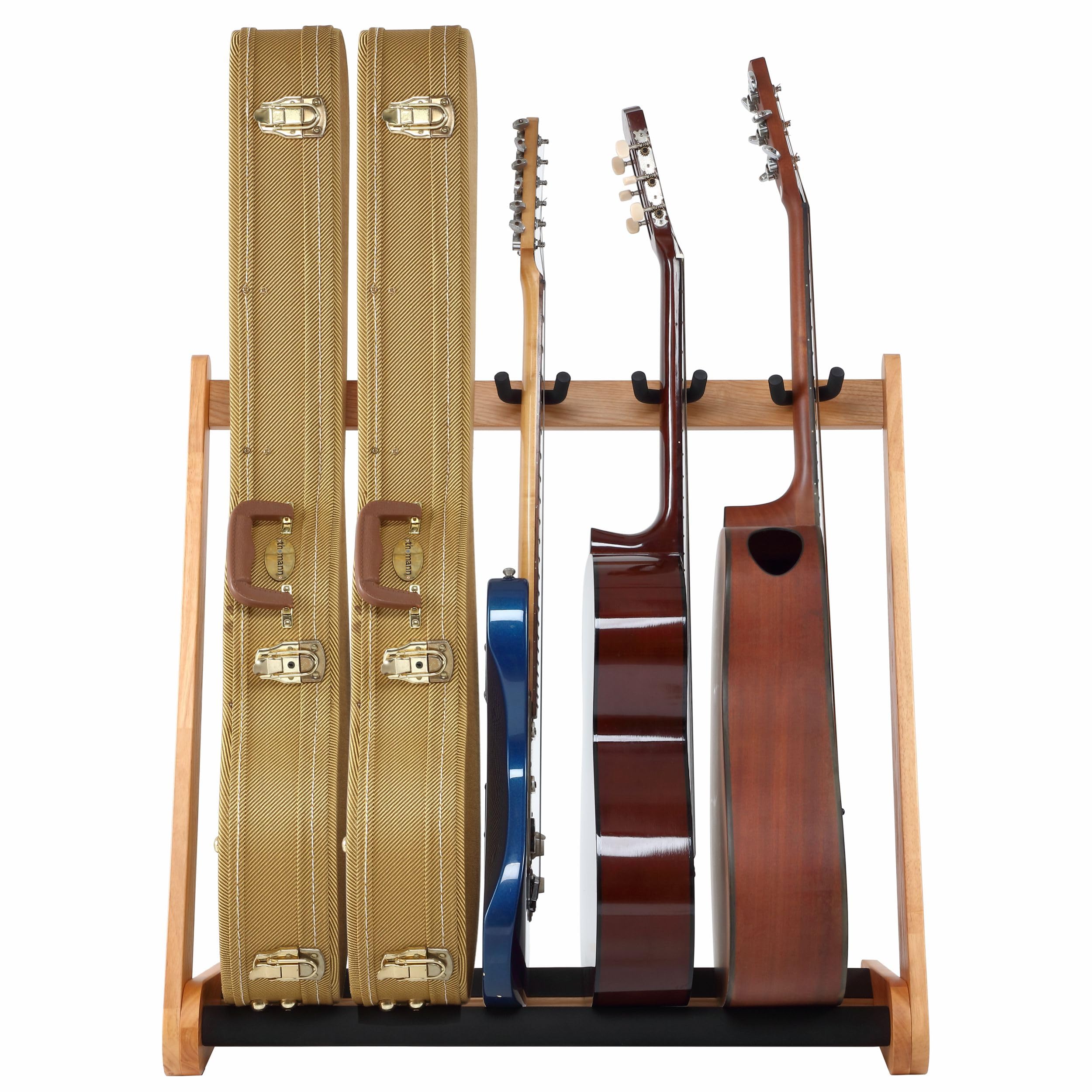 Nefelibata Multi-Purpose Guitar Stands 5 Wooden Guitar Rack Floor Stand for Guitars and Cases, Electric Guitars, Acoustic Guitars, Bass Guitars, Cellos - German Ash (Yellowish Brown)