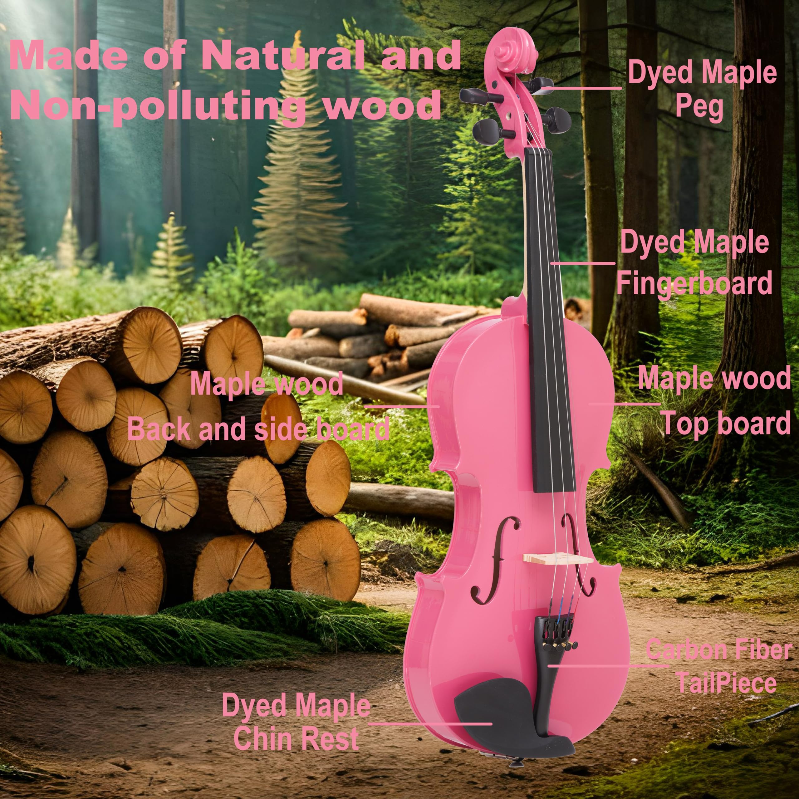 Crafteem Spruce and Maple Solid Wood Violin Outfit for Beginner Kids & Adults -Craft Your Perfect Sound and Begin Your Musical Journey with Confidence. (Glossy Antique, 1/2)