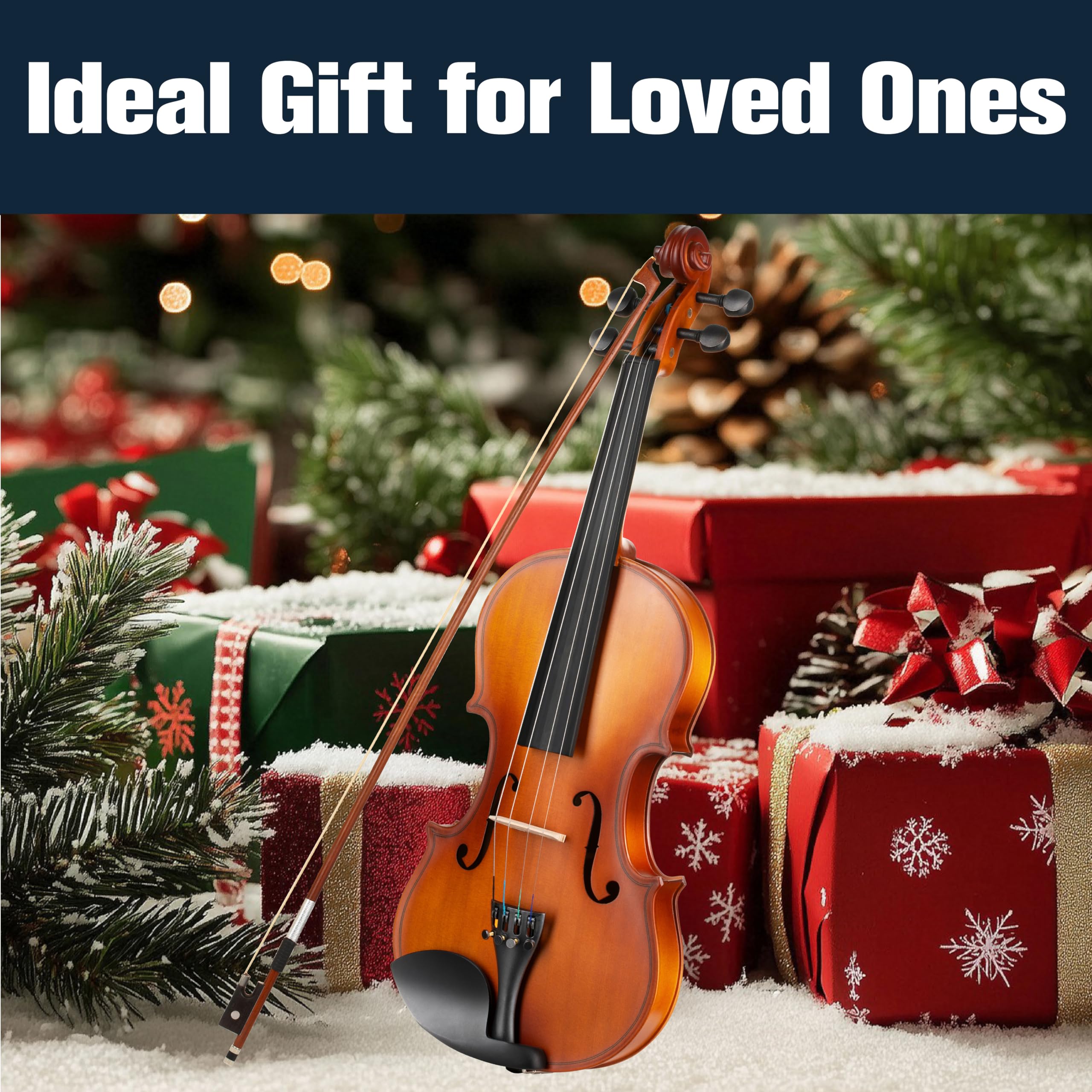 Mendini by Cecilio 14 Inch Solid Wood Viola Set for Beginners - Hand Carved Acoustic Viola Kit with Hard Case, Bow, Rosin, Bridge and Extra Strings