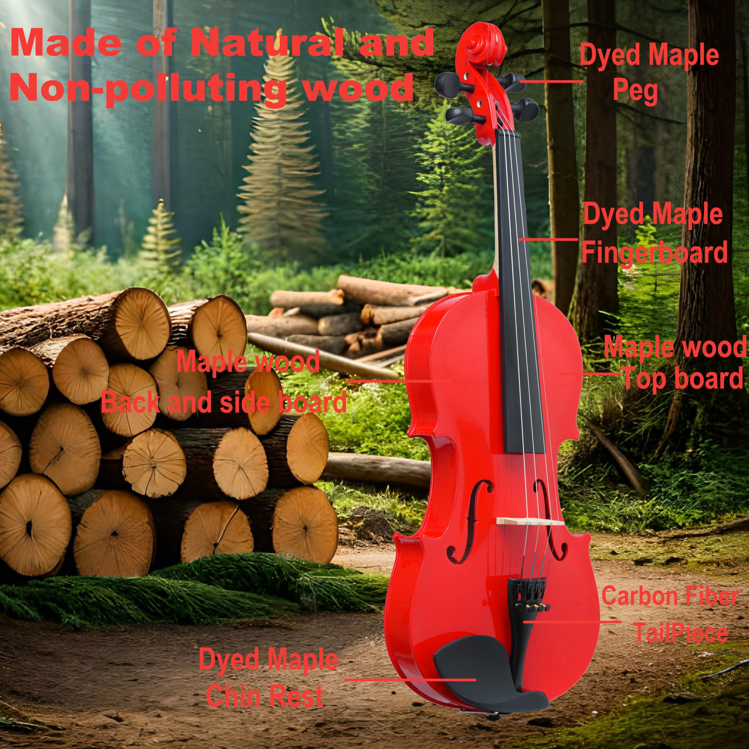 Crafteem Spruce and Maple Solid Wood Violin Outfit for Beginner Kids & Adults -Craft Your Perfect Sound and Begin Your Musical Journey with Confidence. (Glossy Antique, 1/2)
