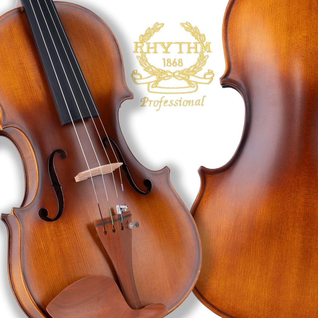 Rhythm Violin Set for Beginners,Acoustic Violins Starter Kit Package for Student,Beginners Fiddle with Hard Case, Rosin, Shoulder Rest, Bow, and Extra Strings (NATURAL, Full)