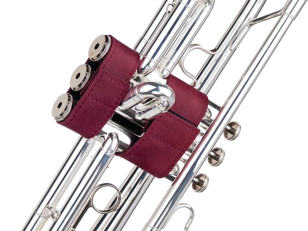 Trumpet valve guard by KGUBrass is the leather trumpet valve protector made of luxurious mild and thick material; use as protection from corrosion, scratches and stains (Marsala)