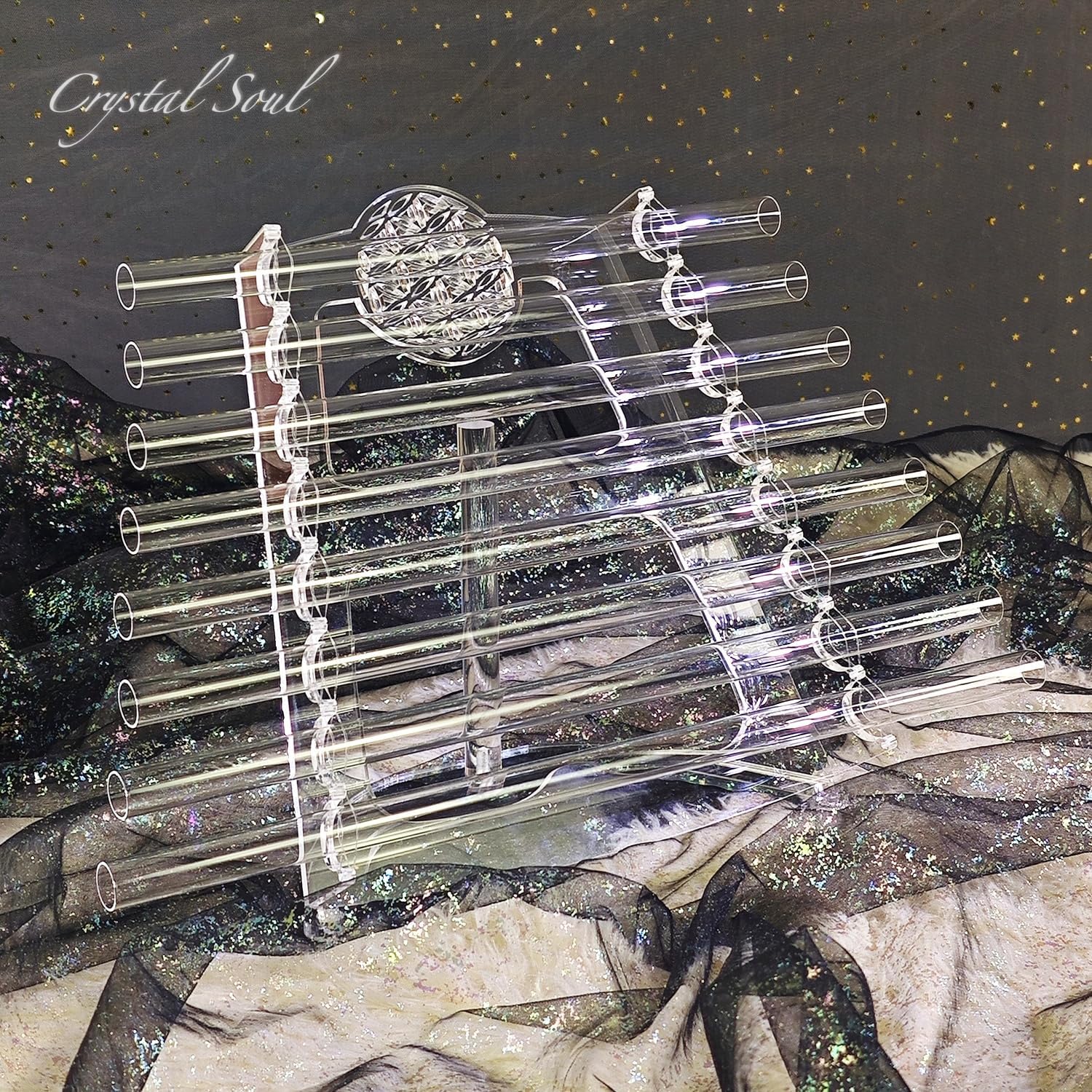 Crystal Soul Crystal Harp Sound Healing Instrument 432Hz 8 Notes C5-C6 | 99.99% Natural Quartz,Perfect Pitch,Handheld Available,Nature's Frequency,Relaxing,with Bag,For Sound Bath Meditation