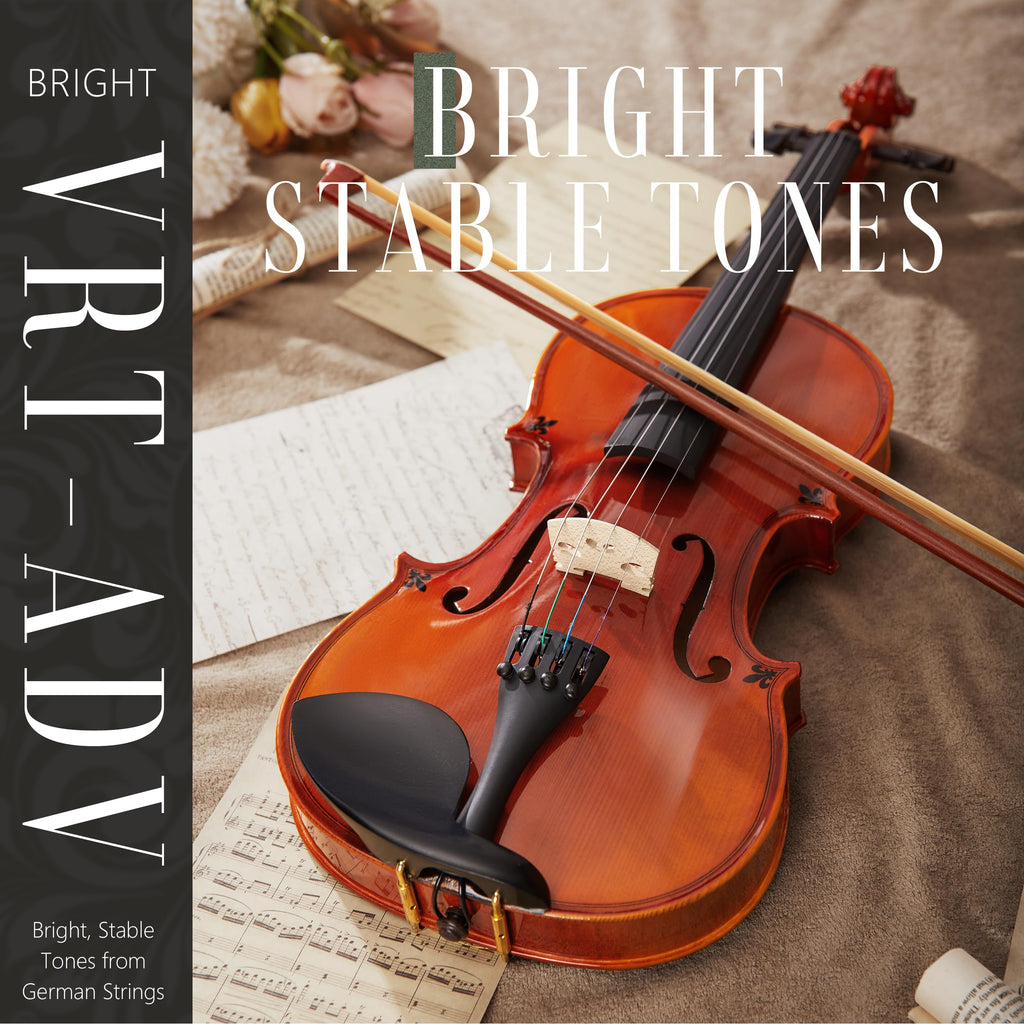 AKLOT Handcrafted Full Size Violin: Solid Wood Matte Fiddle, Acoustic Beginner 4/4 Violin Kit with Hard Case, Lesson Book, Bow, Shoulder Rest, Extra Strings, Tuner, Fretboard Stickers (VRT-AmiCS)