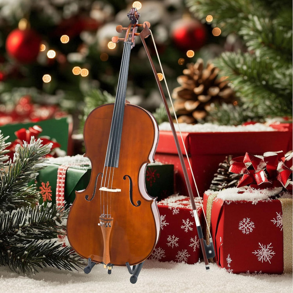 Cecilio CCO-300 Solid Wood Cello with Hard & Soft Case, Stand, Bow, Rosin, Bridge and Extra Set of Strings, Size 4/4 (Full Size)