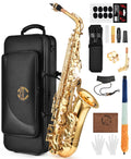 Leo Jaymz Eb Alto Saxophone - One-Piece Body & Neck Construction, H68 Brass, with Thickened Travel Bag - Complete Beginner to Professional Kit (Gold)