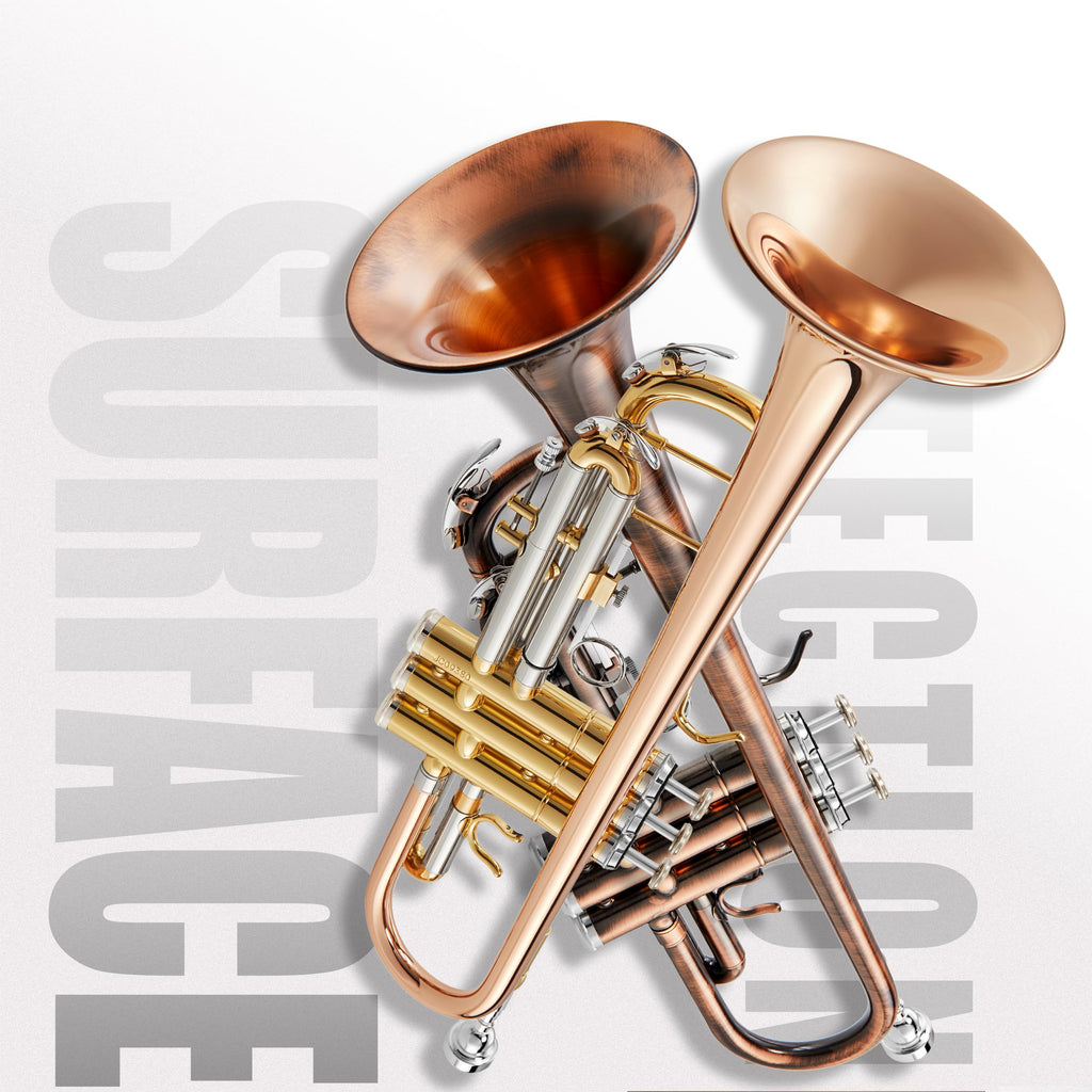 AKLOT Hand-Hammered Bell Bb Trumpet: Smooth Valve Action, Clear-Lacquered Brass Body, Standard Trumpet Beginner Set with Leather Case, Lesson Book, Trumpet Mute, Mouthpiece, Cleaning Kit (SNR-BrzED)