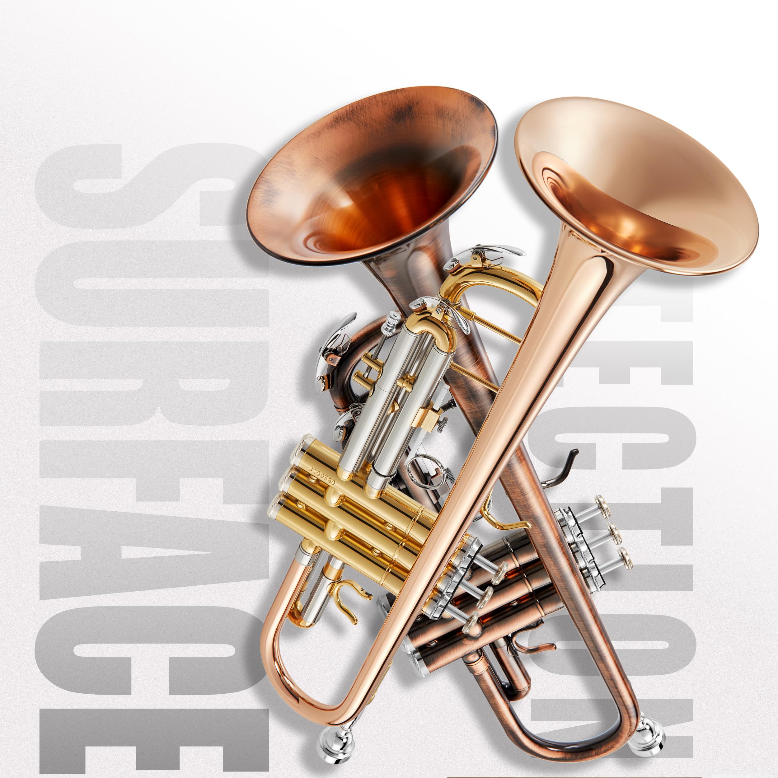 AKLOT Hand-Hammered Bell Bb Trumpet: Smooth Valve Action, Clear-Lacquered Brass Body, Standard Trumpet Beginner Set with Leather Case, Lesson Book, Trumpet Mute, Mouthpiece, Cleaning Kit (SNR-BrzED)