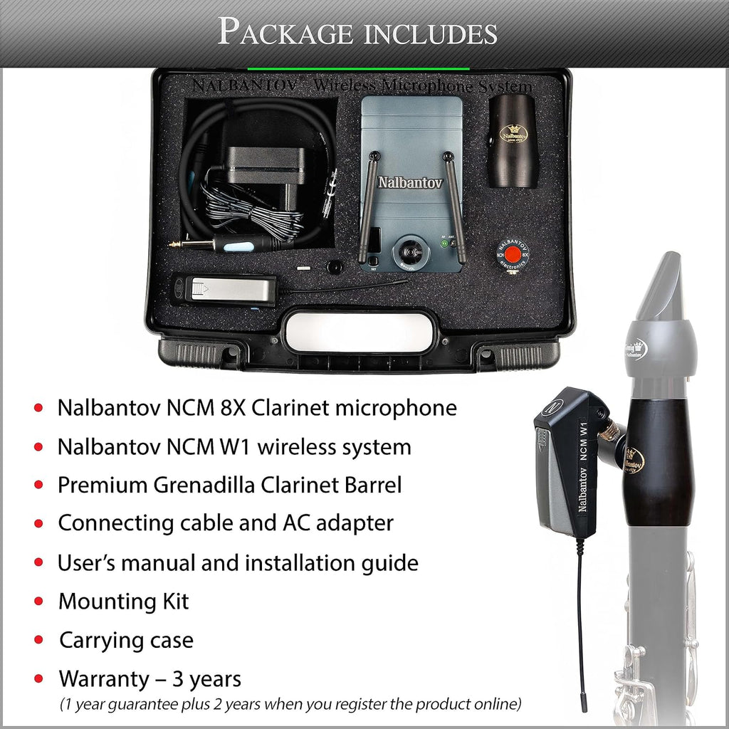 Clarinet Wireless Microphone System NCM 8X SCW Set Including Clarinet Barrel