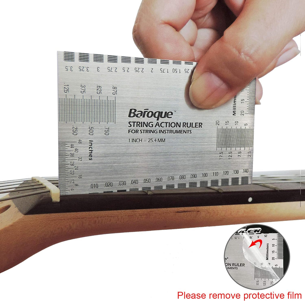 Baroque Stringed Instrument Action Ruler Gauge Luthier Measuring Tool for Electric Acoustic Guitar Bass Ukulele Mandolin Banjo SAR-10