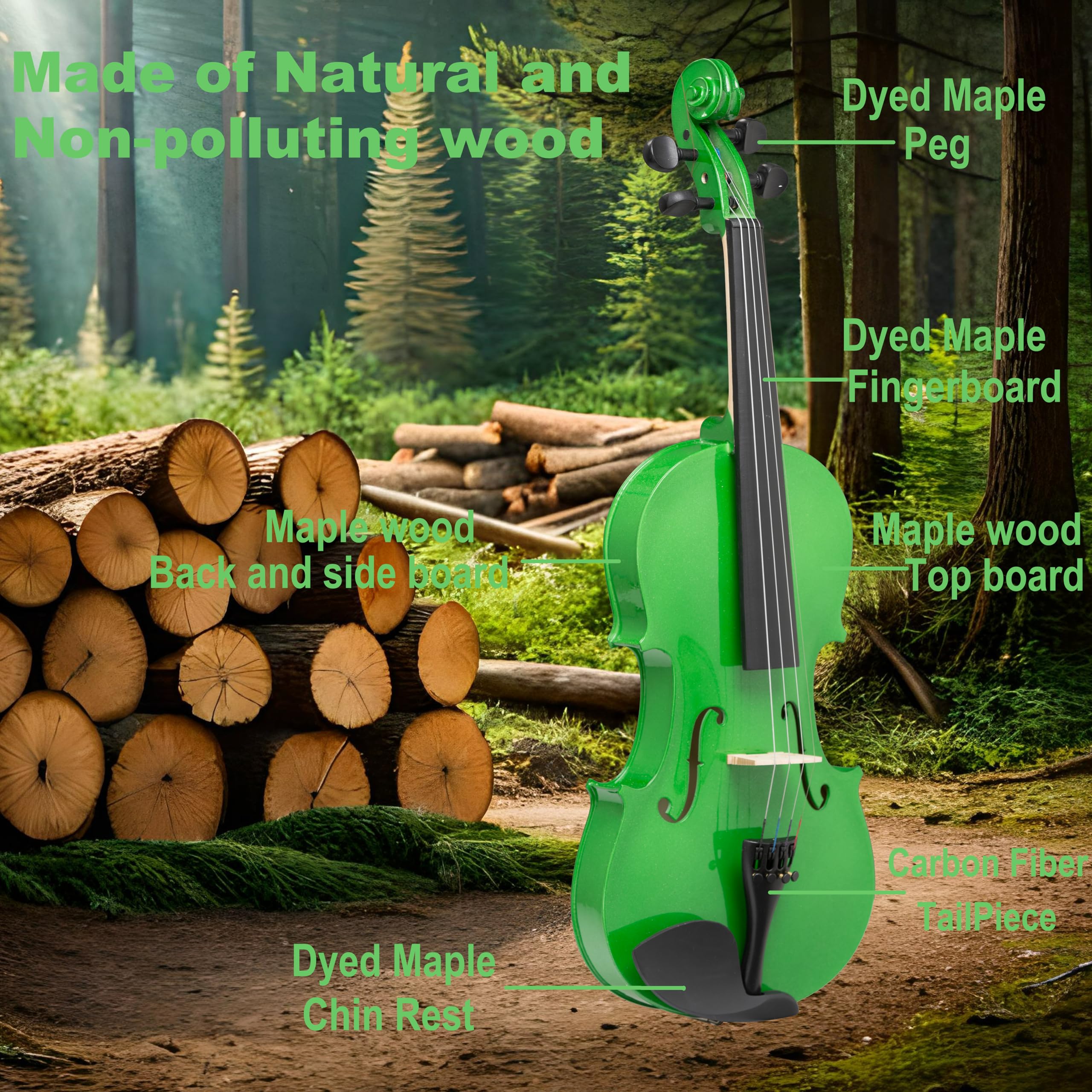Crafteem Spruce and Maple Solid Wood Violin Outfit for Beginner Kids & Adults -Craft Your Perfect Sound and Begin Your Musical Journey with Confidence. (Glossy Antique, 1/2)