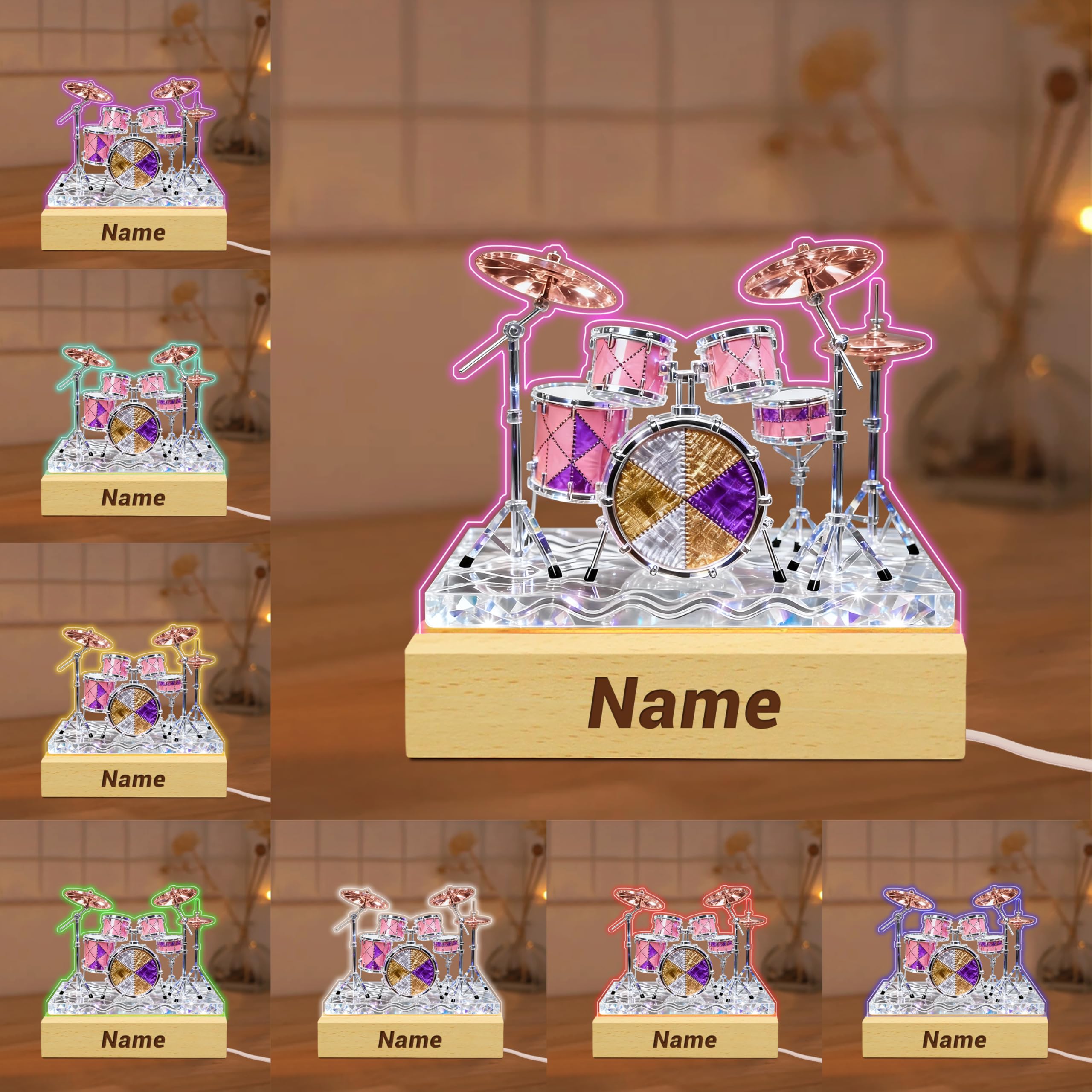 Personalized Name Violin Crystal Desktop Ornaments for Club Bedroom Office Custom Music Theme Stained Glass Acrylic Tabletop Plaque 2D Flat Electric Cello Figurine Sculpture for Violinist Cellist