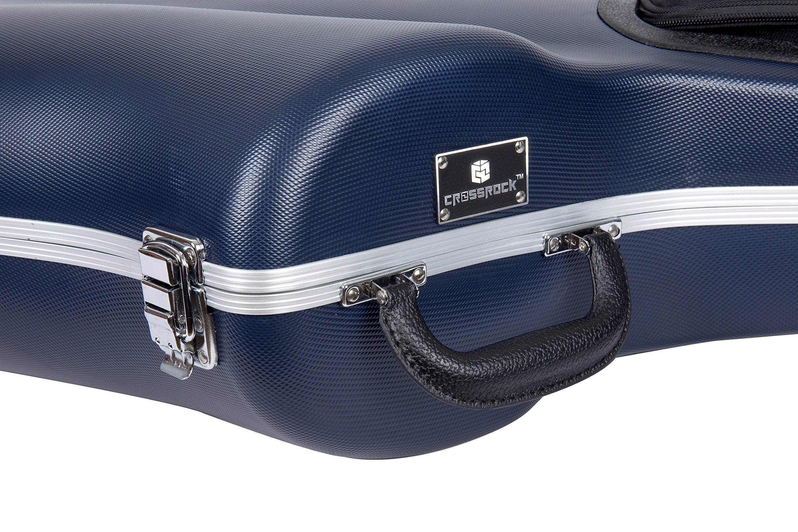 Crossrock ABS Trumpet Case for Bb Horn | Textured Blue Finish with Velvet Interior, Security Lock, Metal Feet & Detachable Strap (CRA862TRBL)