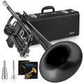 AKLOT Hand-Hammered Bell Bb Trumpet: Smooth Valve Action, Clear-Lacquered Brass Body, Standard Trumpet Beginner Set with Leather Case, Lesson Book, Trumpet Mute, Mouthpiece, Cleaning Kit (SNR-BrzSF)