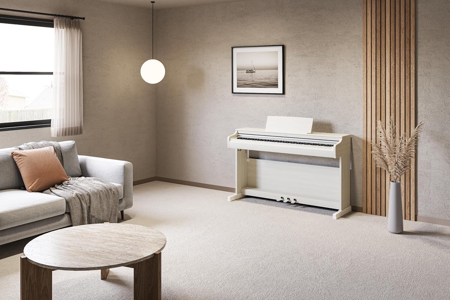 Yamaha Arius Series 88-Key Weighted Digital Piano Keyboard, Full Size, GrandTouch-E Action, CFX Concert Grand Piano Sound, 3-Pedal Unit, Bench Included, Classic Upright Design, YDP-166WB