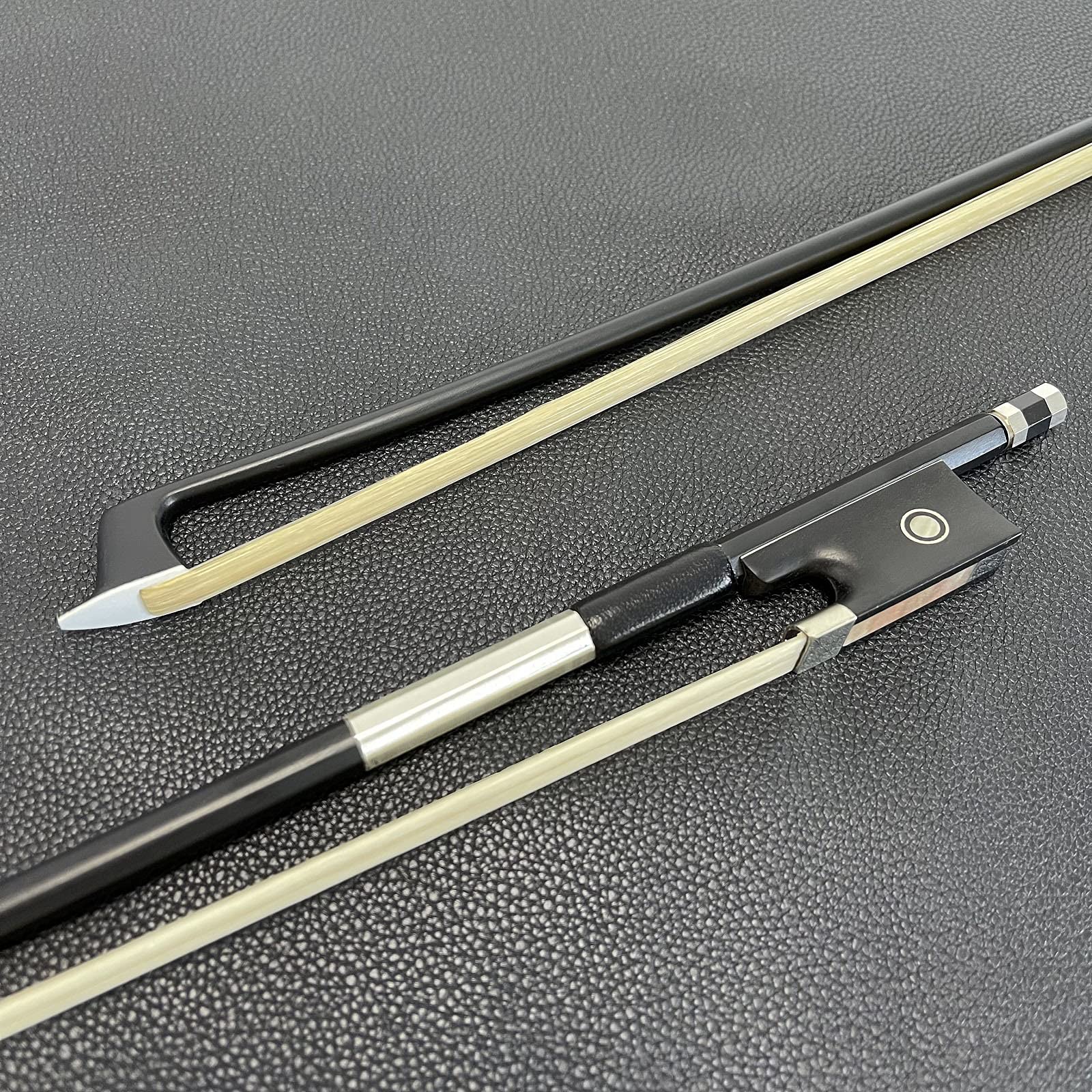 LIEKE Carbon Fiber Violin Bow 4/4 Full Size LightWeight Fiddle Bow (4/4 size, Black)
