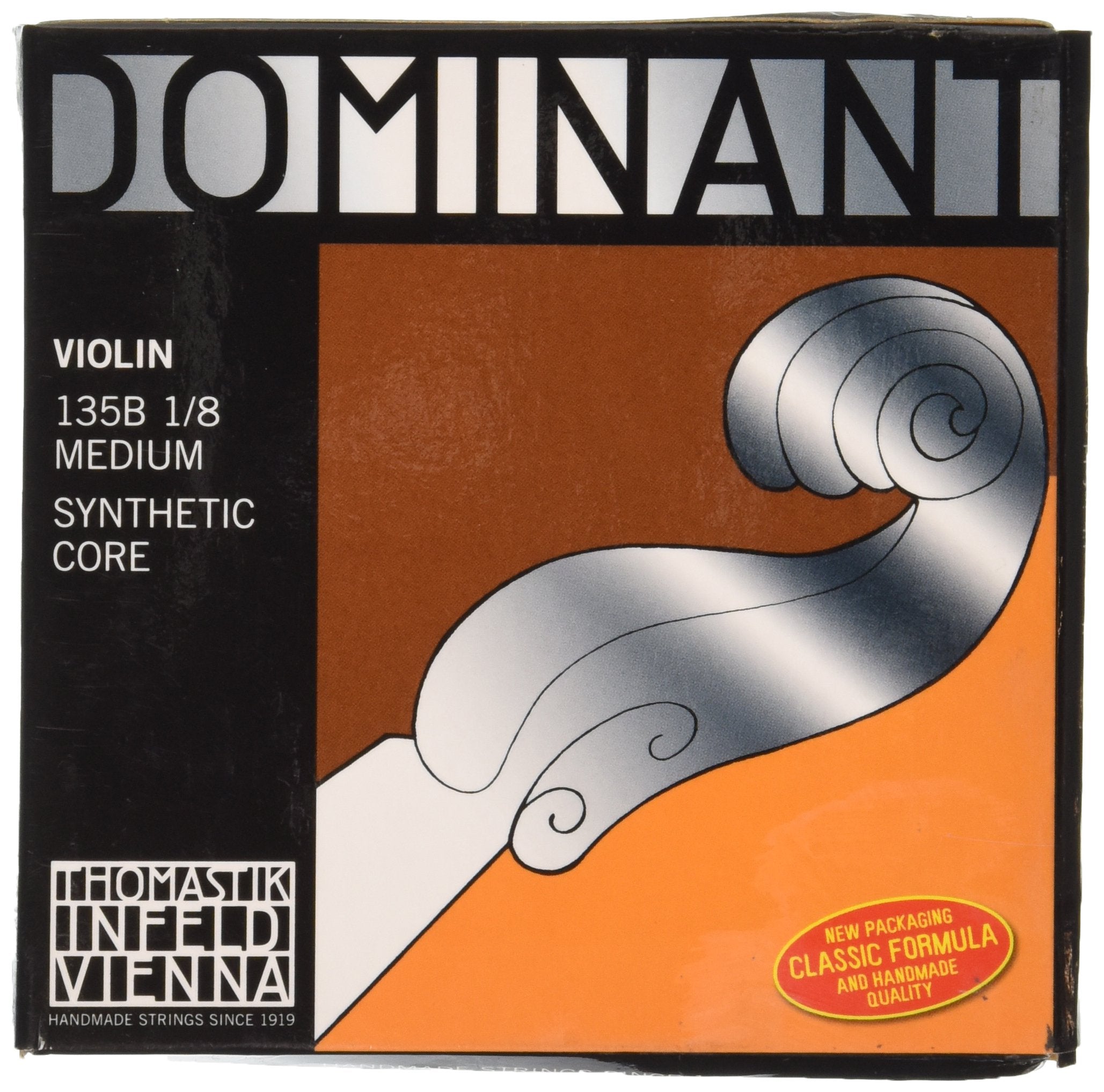 Thomastik-Infeld Dominant Violin String Set, 4/4 Size, Medium Tension - 135B - Synthetic Core A, D, G with Stainless Steel E, Removable Ball - Clear & Balanced Tone, The Reference Standard for Violin