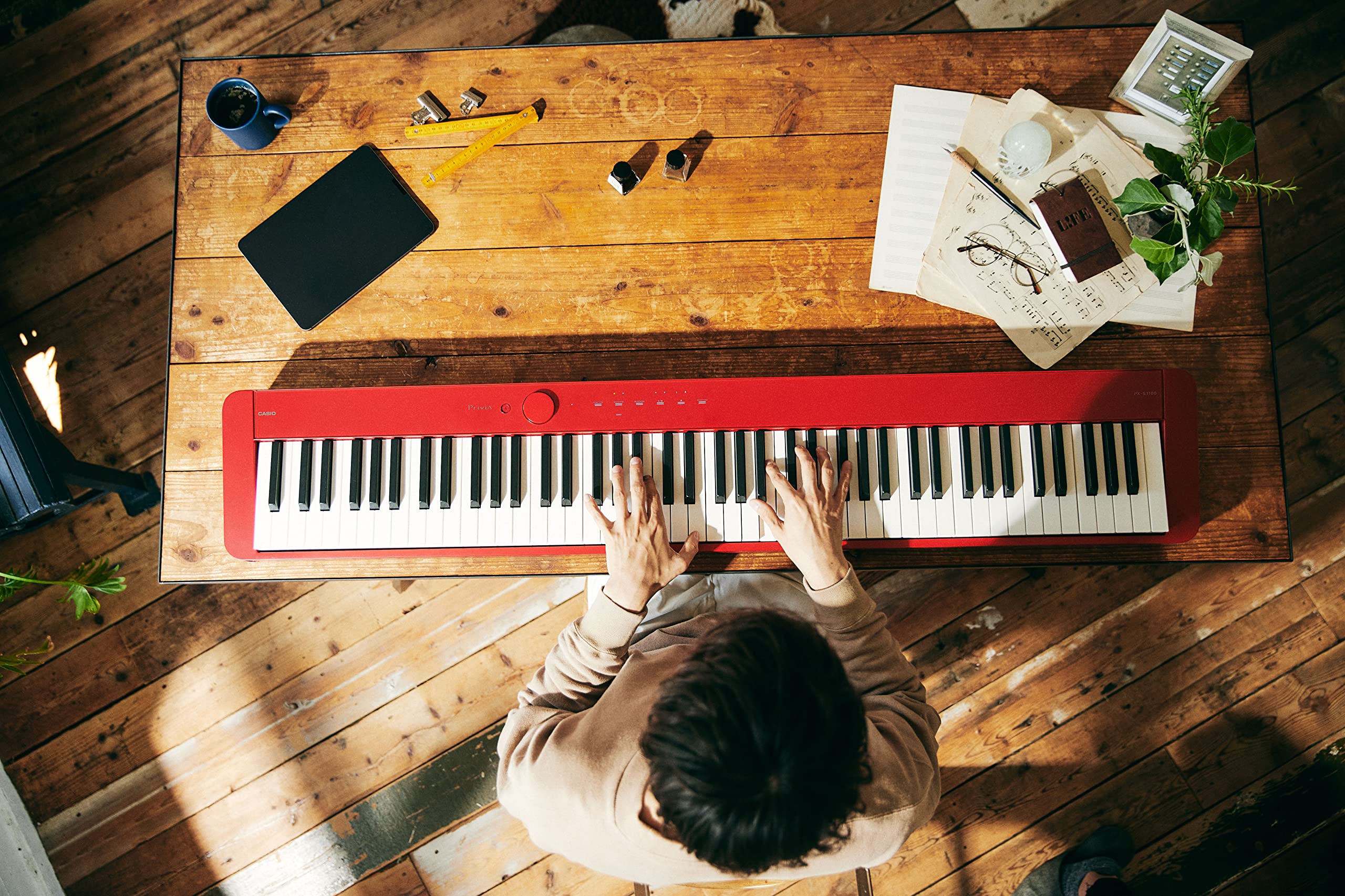 Casio Privia PX-S1100 – 88-Key Touch-Responsive Weighted Digital Piano | Ultra-Portable | Superior Sound | German Grand Tone, Bluetooth, Casio Music Space App | Mellow Beige