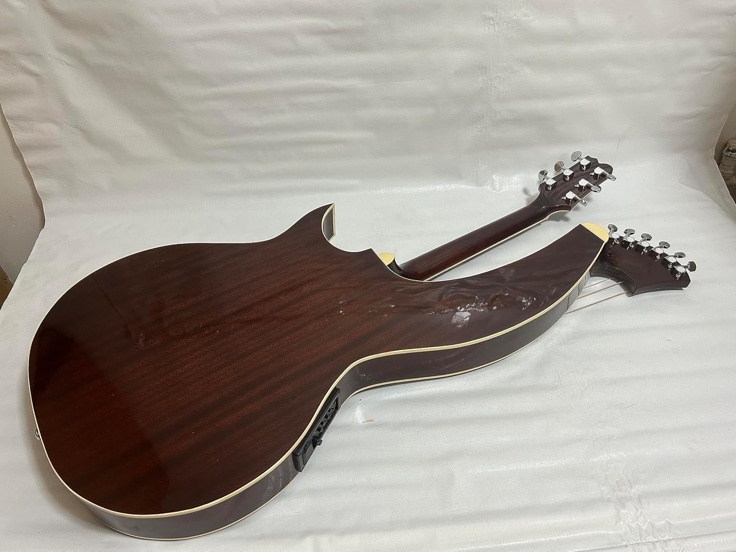 Ktone Professional Harp Guitar, Acoustic Electric Double Neck Guitar with Padded Gig Bag