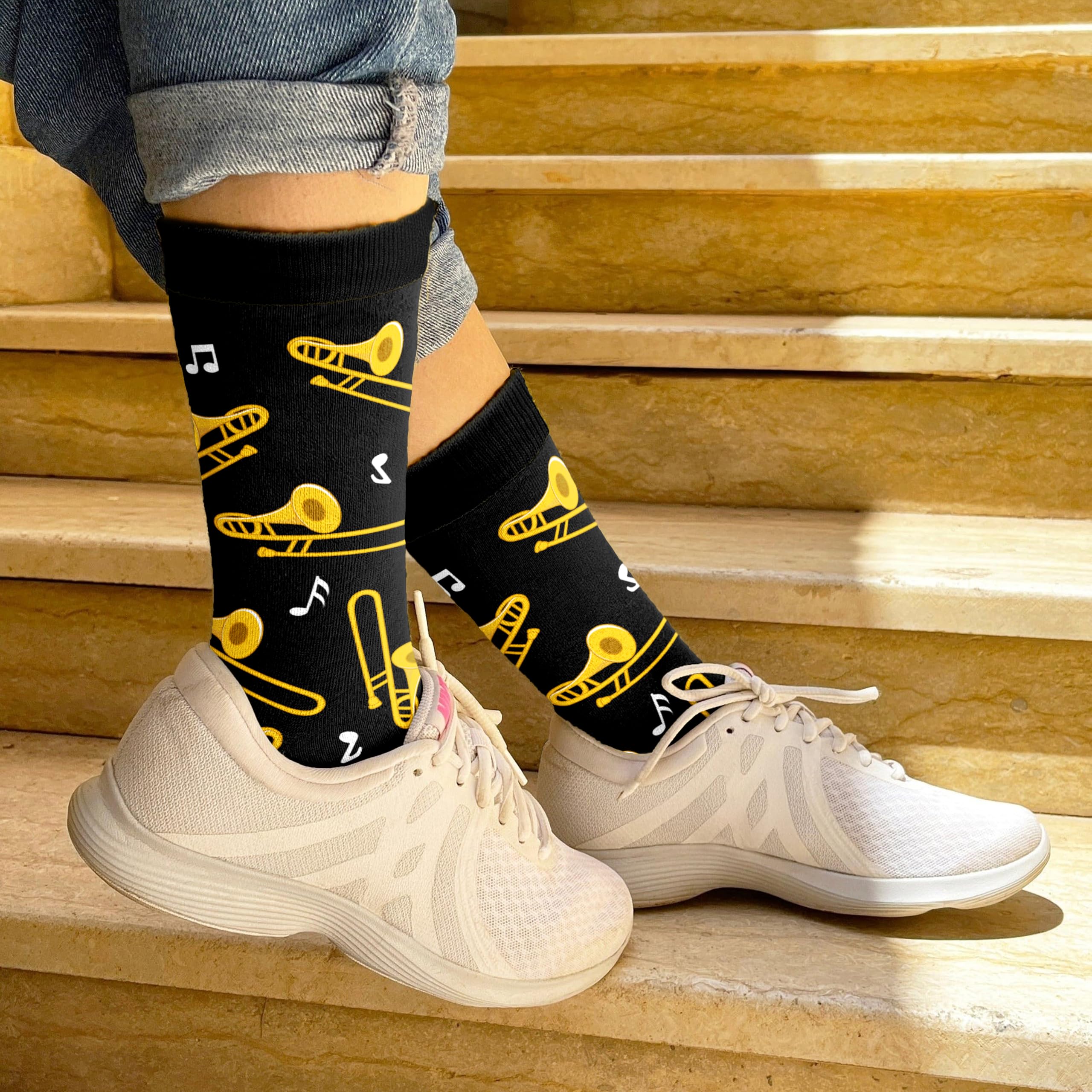 Trombone Gifts - Unique Socks for Men, Cool Gifts for Trombone and Music Lovers, Musicians Accessories